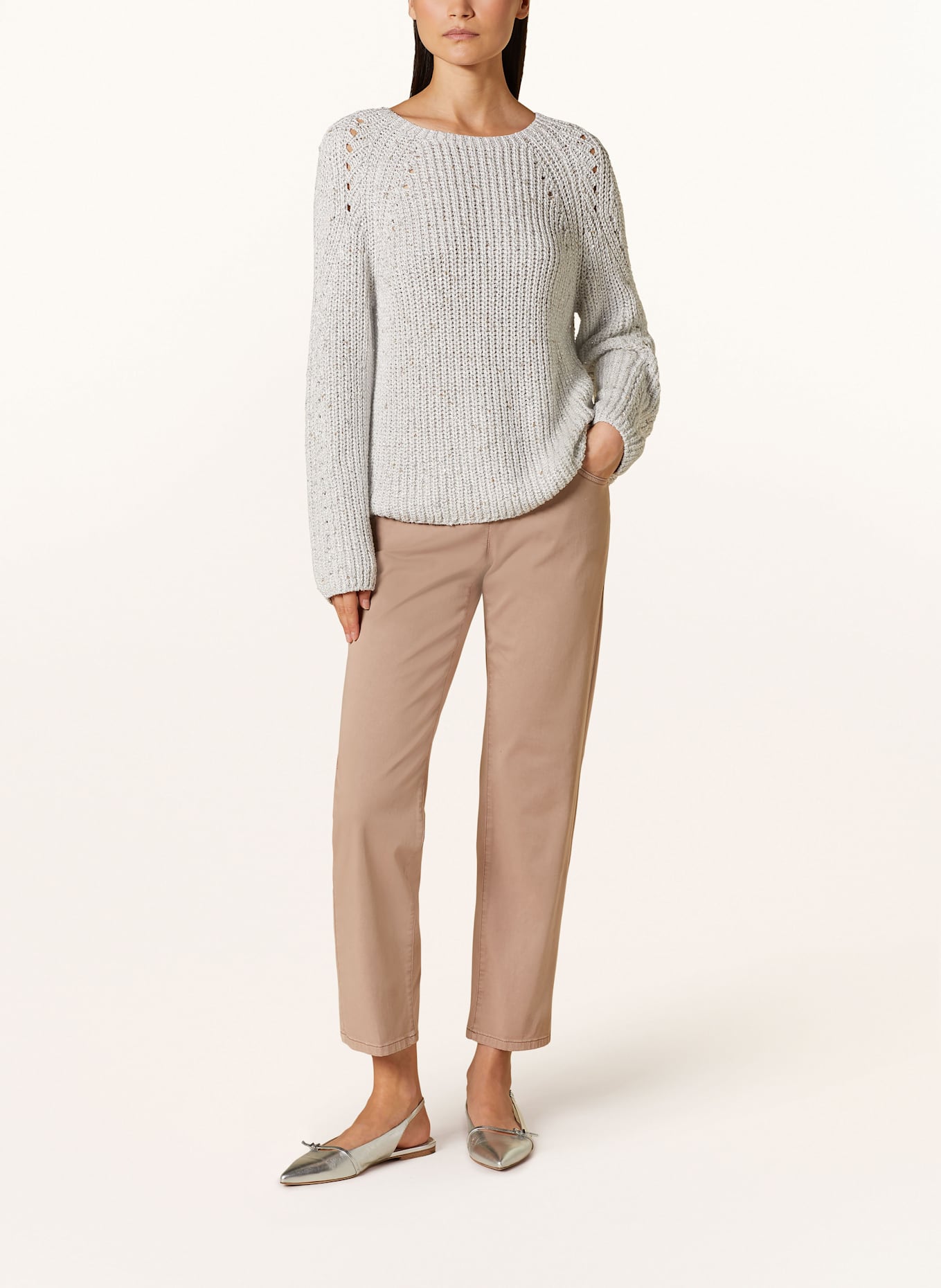 LUISA CERANO Pullover mit Glitzergarn und Pailletten: HELLGRAU