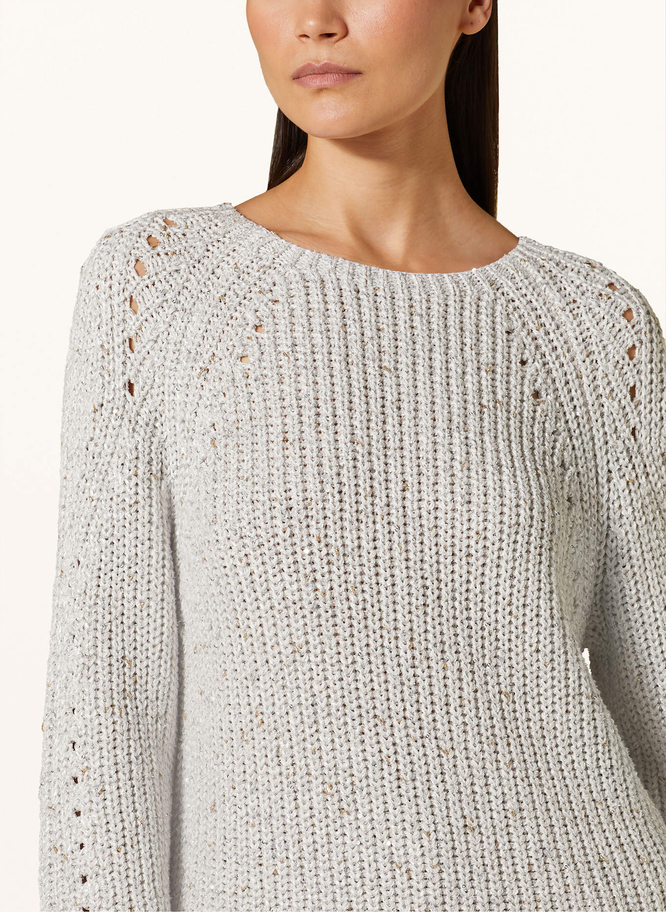 LUISA CERANO Pullover mit Glitzergarn und Pailletten: HELLGRAU