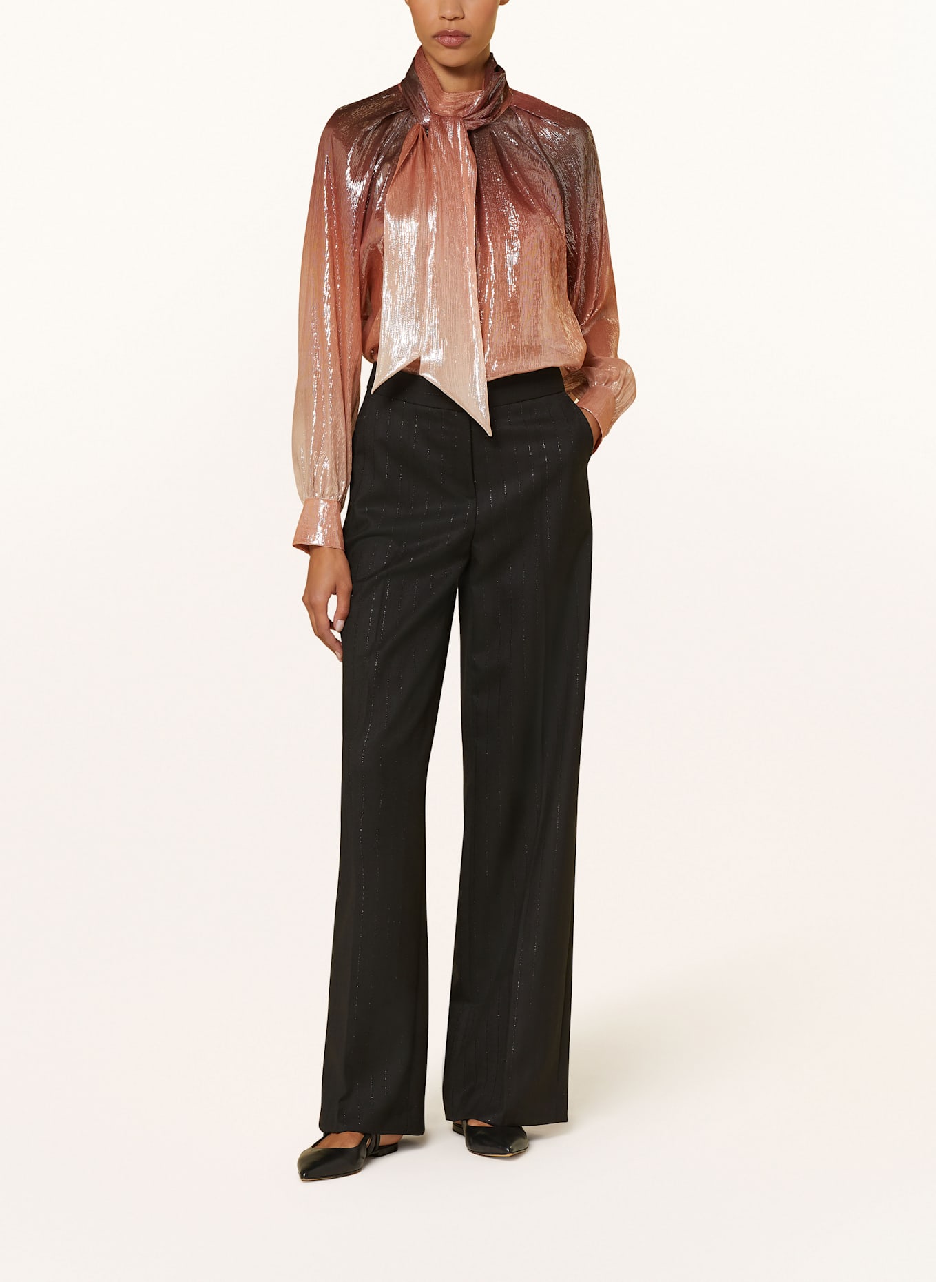 LUISA CERANO Bluzka jedwabna z błyszczącą przędzą: ŁOSOSIOWY