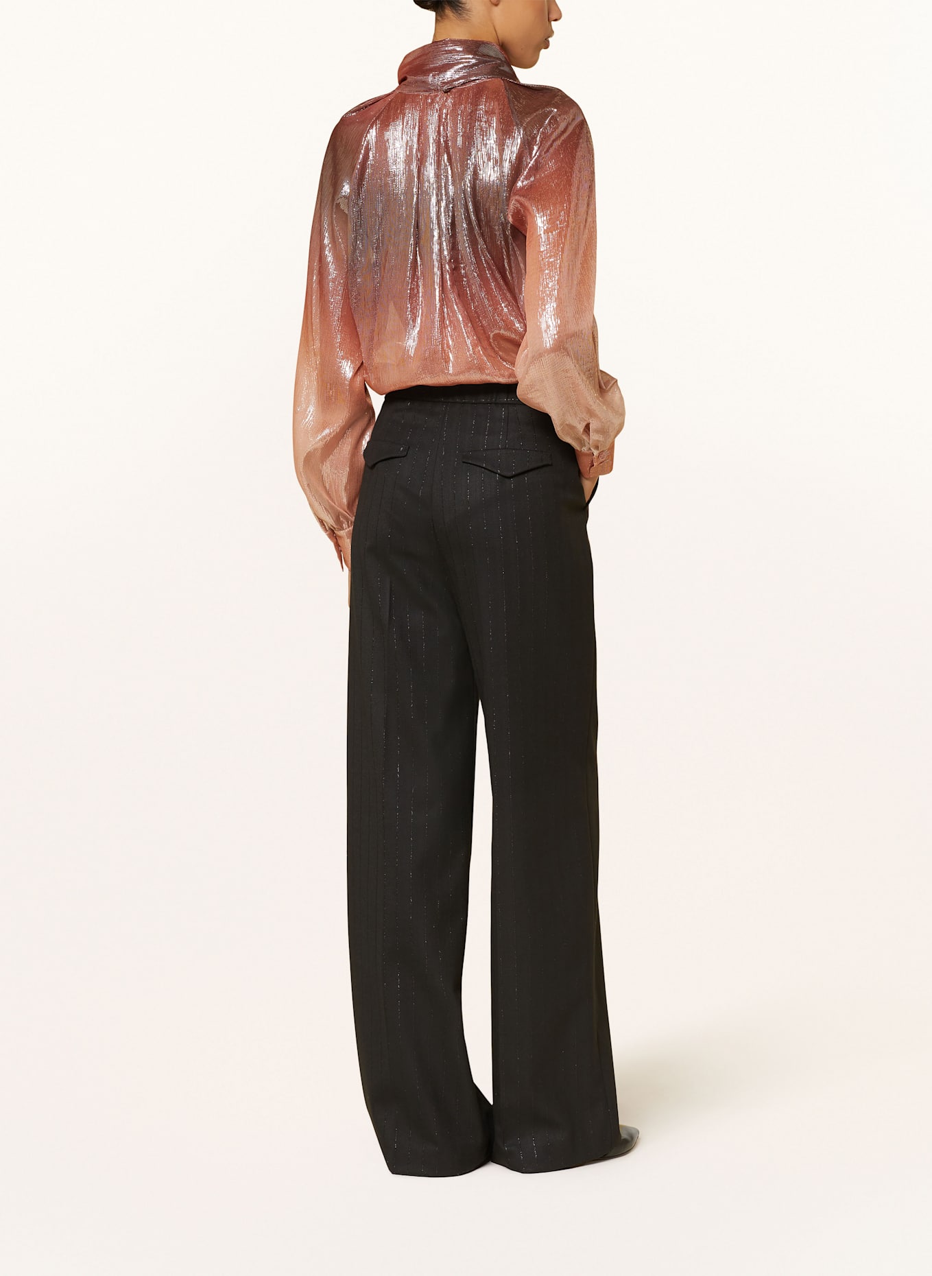 LUISA CERANO Bluzka jedwabna z błyszczącą przędzą: ŁOSOSIOWY