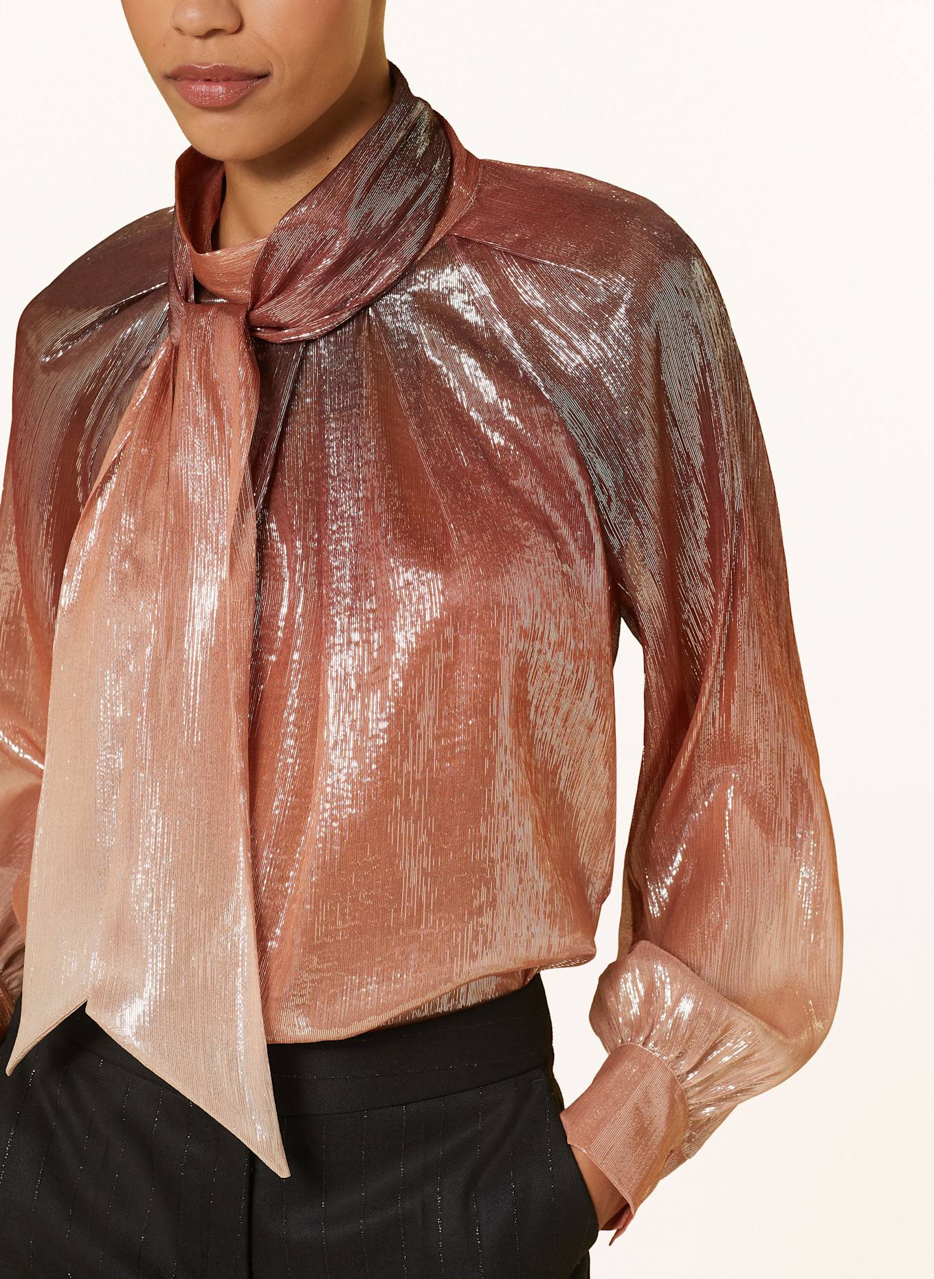 LUISA CERANO Bluzka jedwabna z błyszczącą przędzą: ŁOSOSIOWY