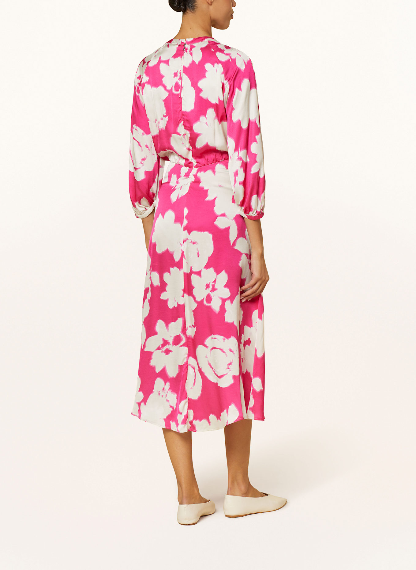 LUISA CERANO Satinkleid mit 3/4-Arm: PINK/ WEISS