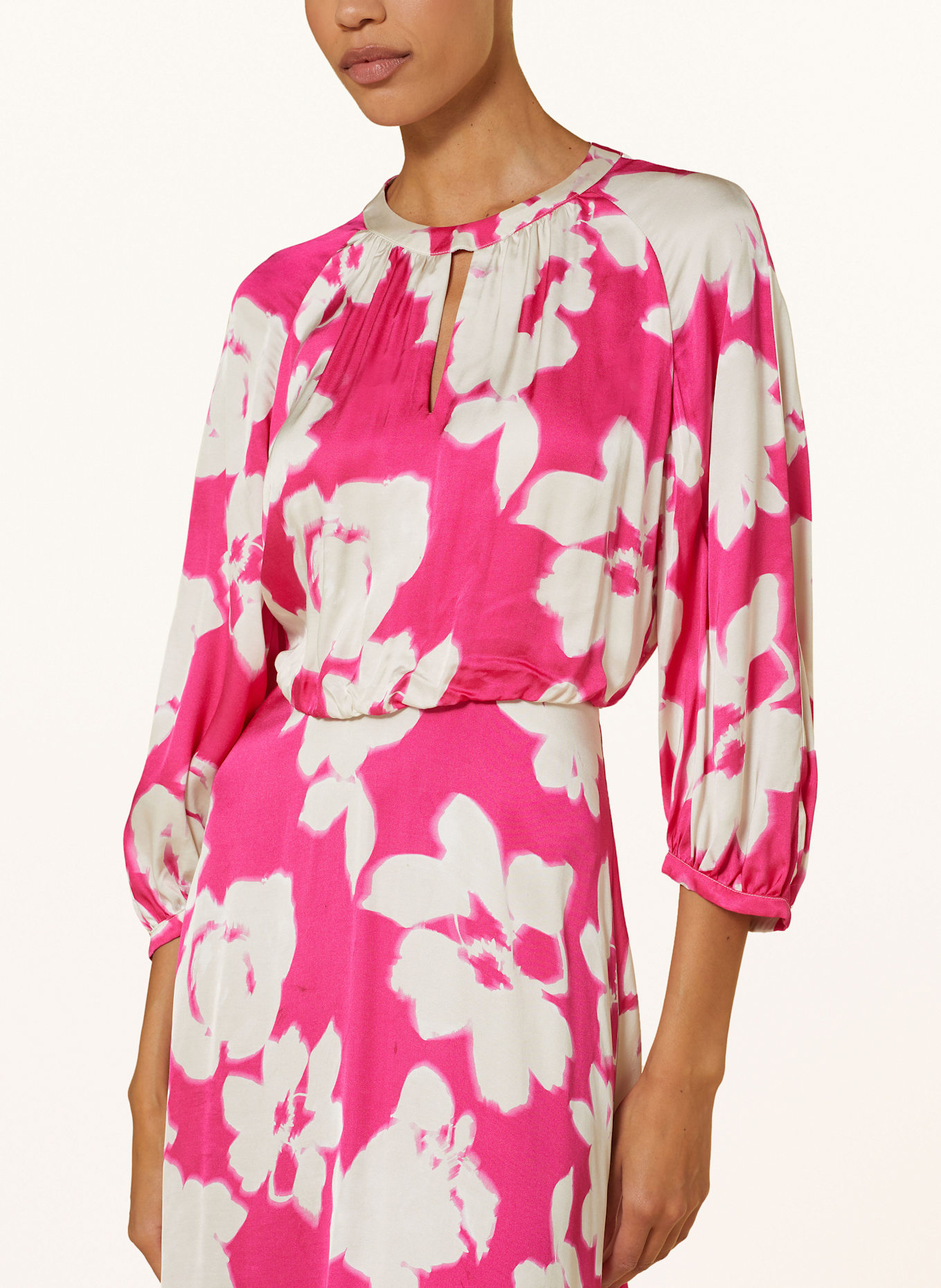 LUISA CERANO Satinkleid mit 3/4-Arm: PINK/ WEISS