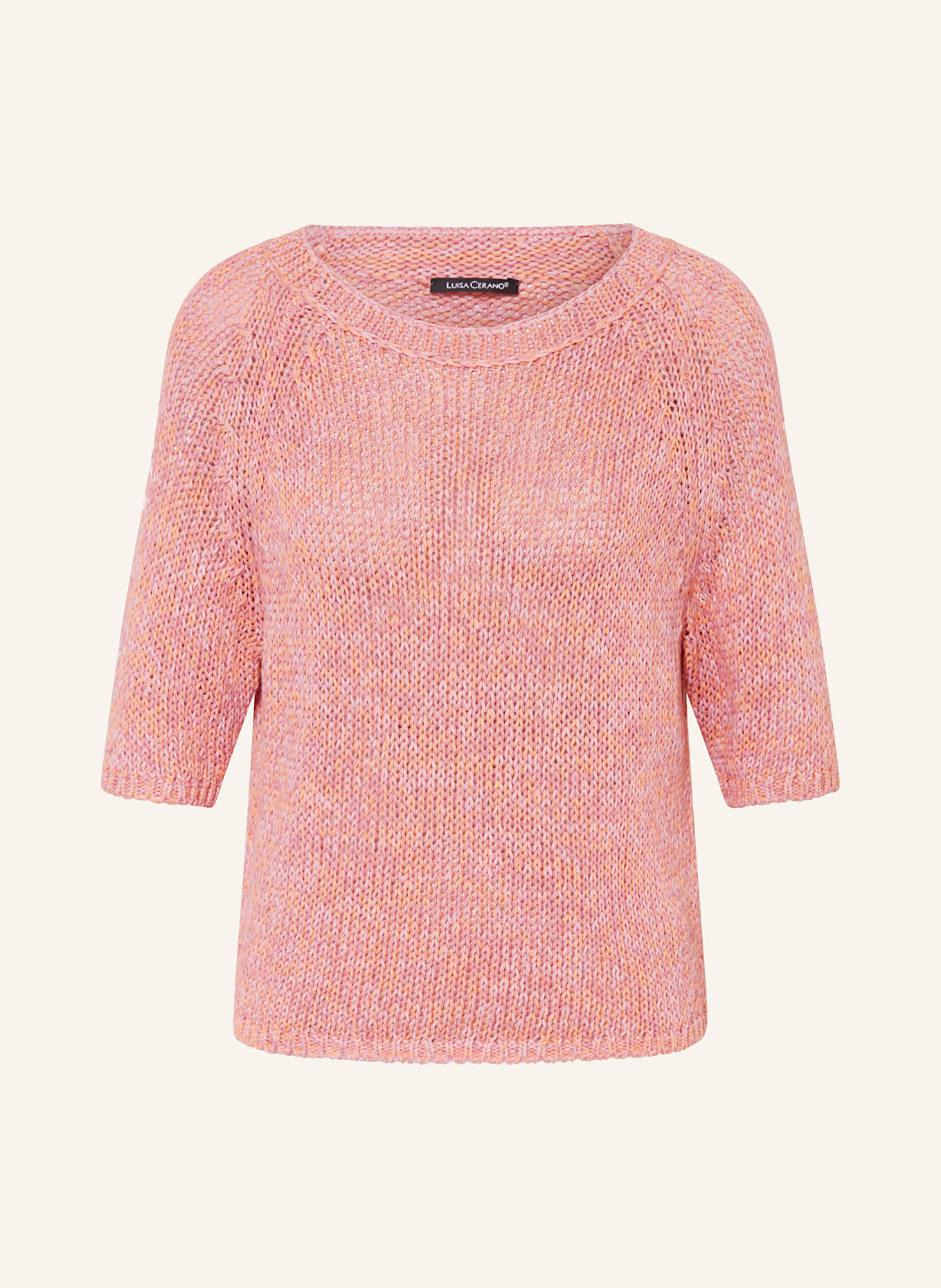 LUISA CERANO Knit shirt with linen: PINK / NEON ORANGE