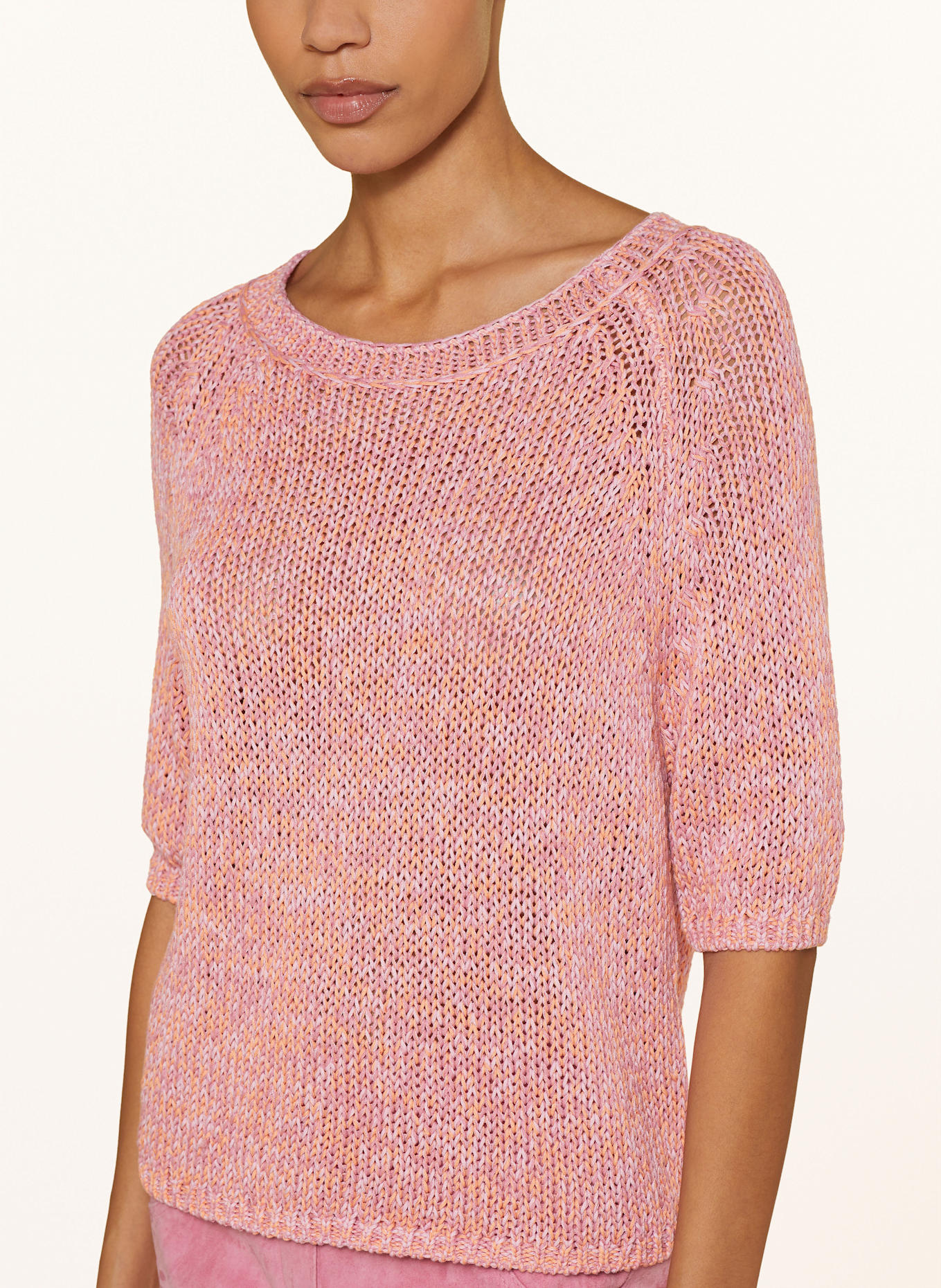 LUISA CERANO Knit shirt with linen: PINK / NEON ORANGE