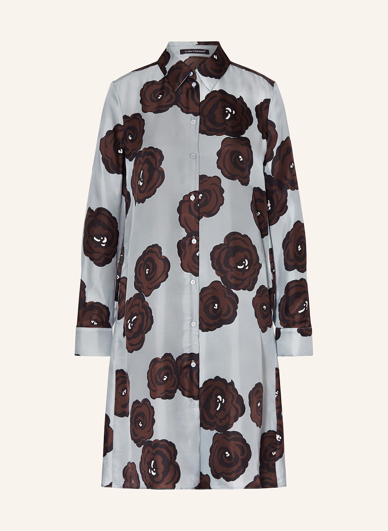 LUISA CERANO Hemdblusenkleid aus Seide: HELLBLAU / BRAUN / SCHWARZ