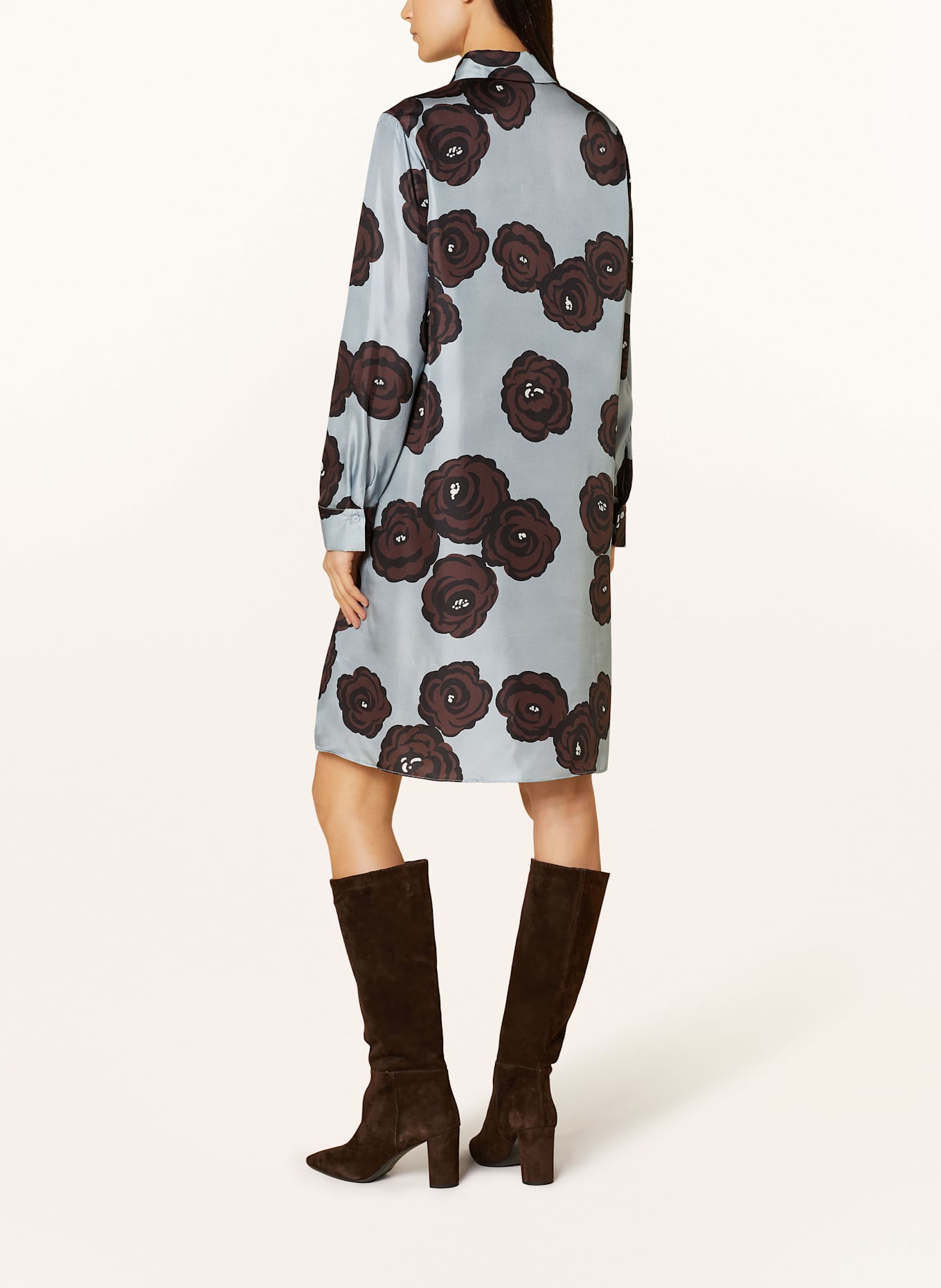 LUISA CERANO Hemdblusenkleid aus Seide: HELLBLAU / BRAUN / SCHWARZ