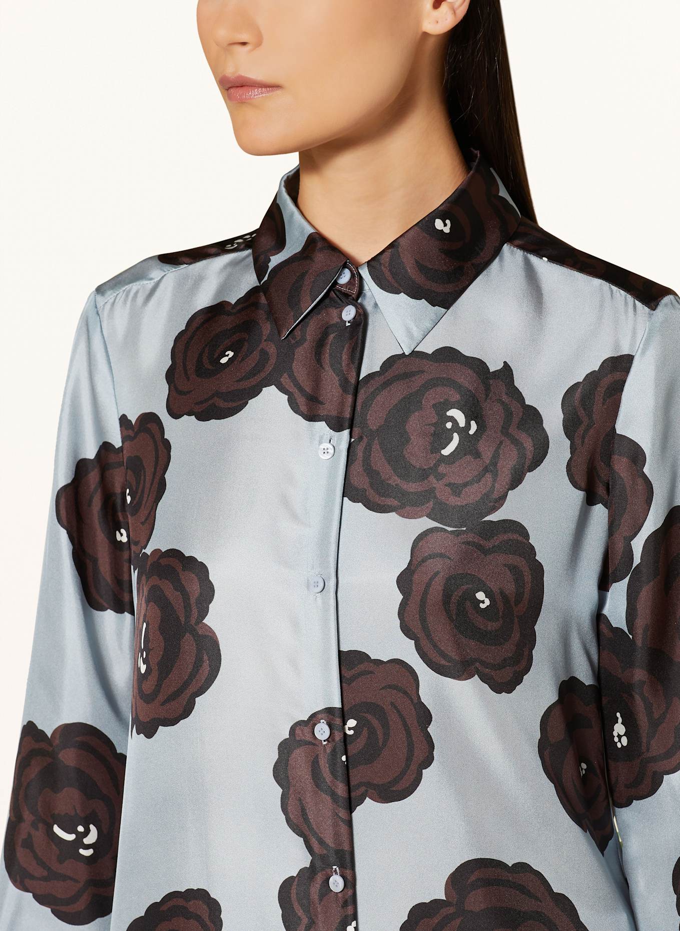 LUISA CERANO Hemdblusenkleid aus Seide: HELLBLAU / BRAUN / SCHWARZ