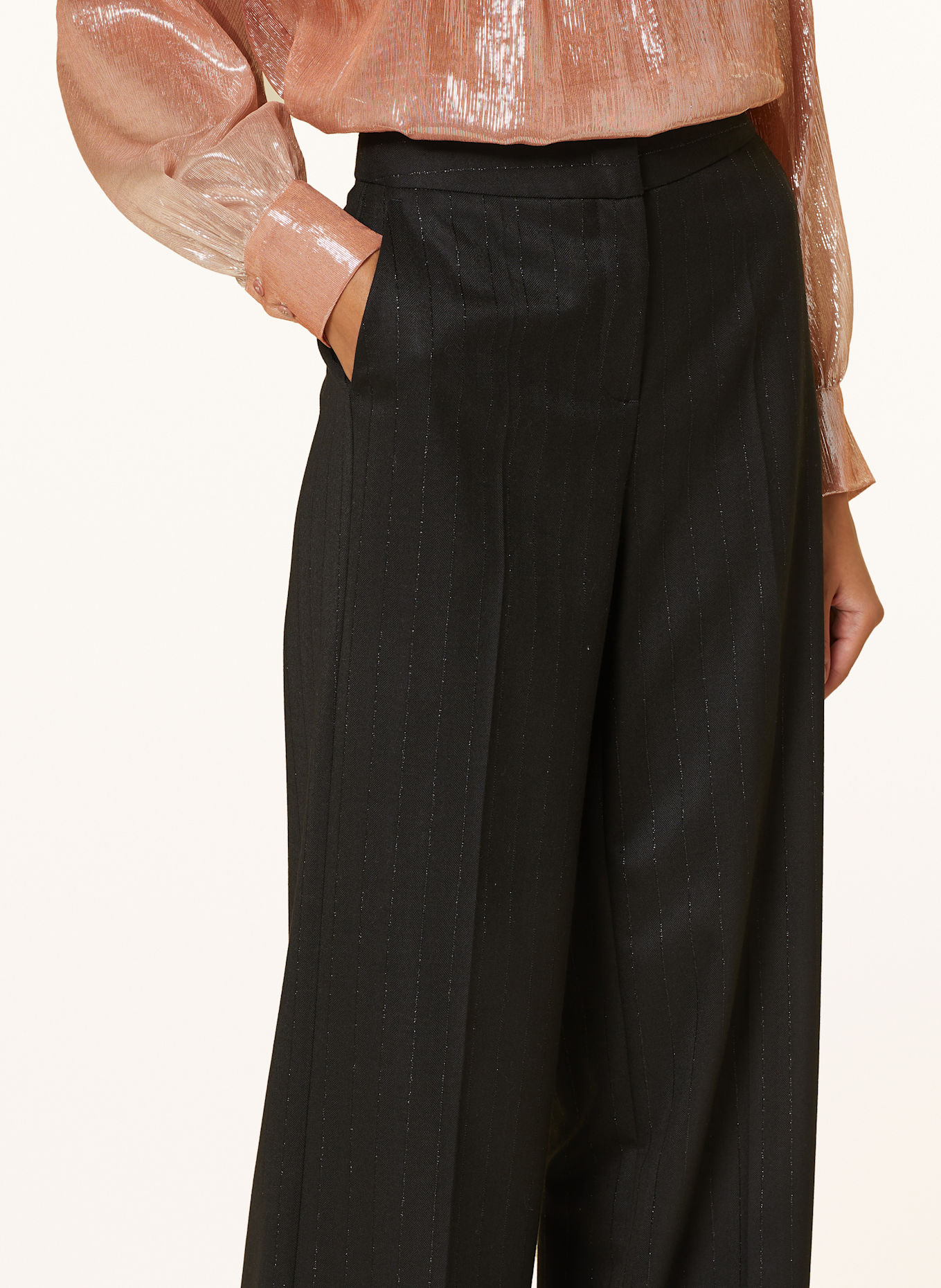 LUISA CERANO Marlenehose mit Glitzergarn: SCHWARZ