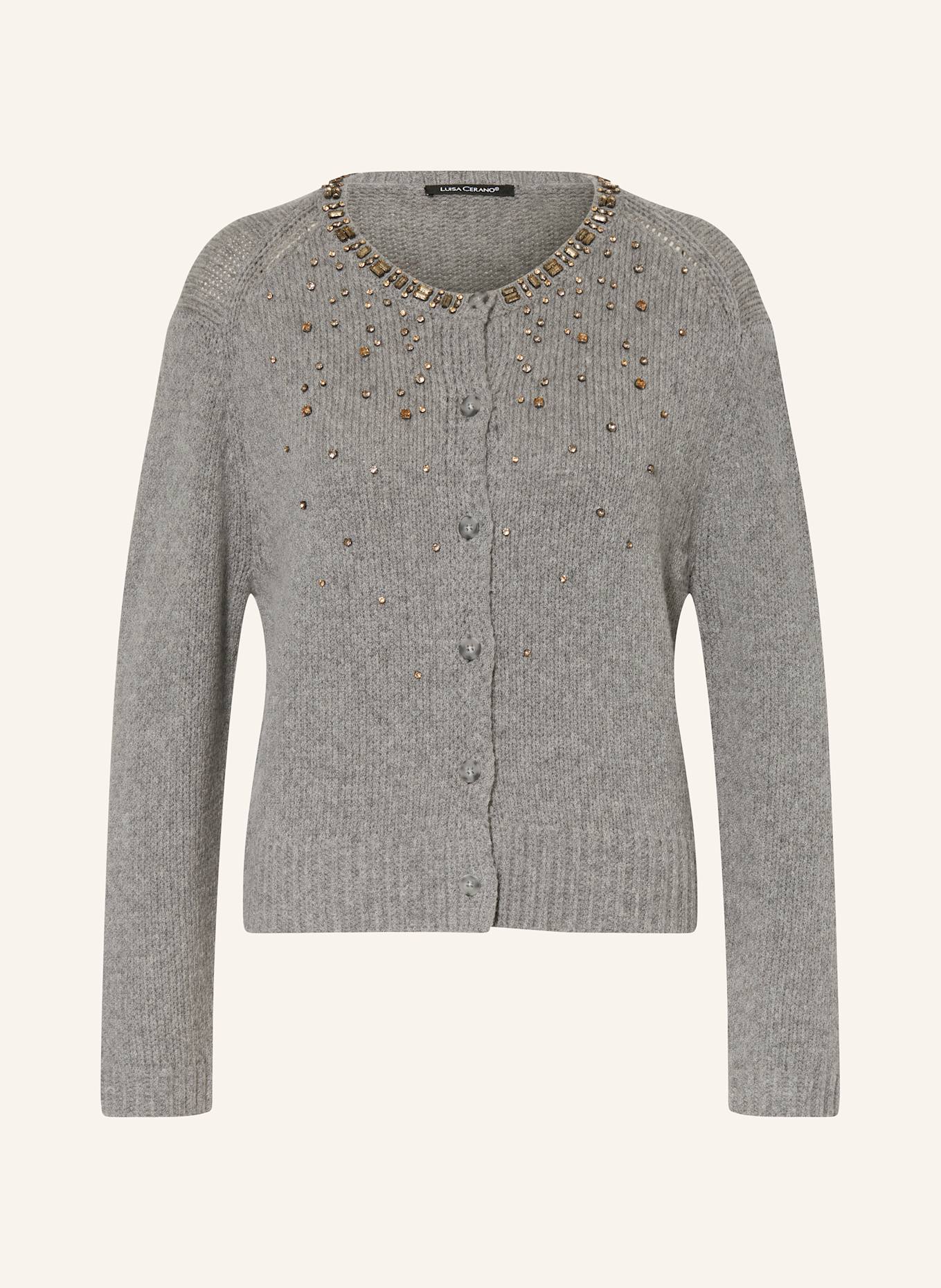 LUISA CERANO Cardigan with alpaca and decorative gems: GRAY