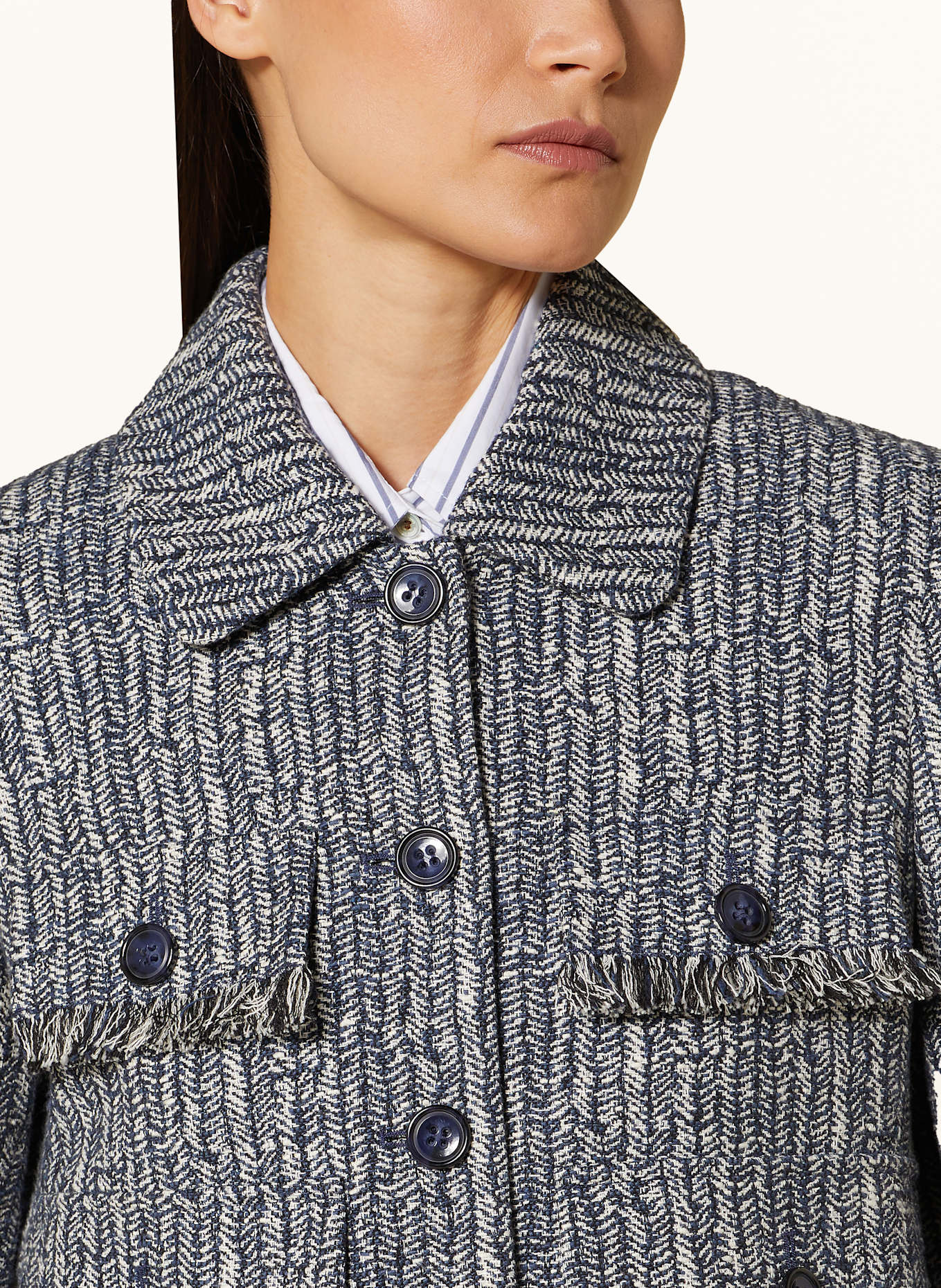 LUISA CERANO Kastenjacke aus Tweed: DUNKELBLAU/ WEISS