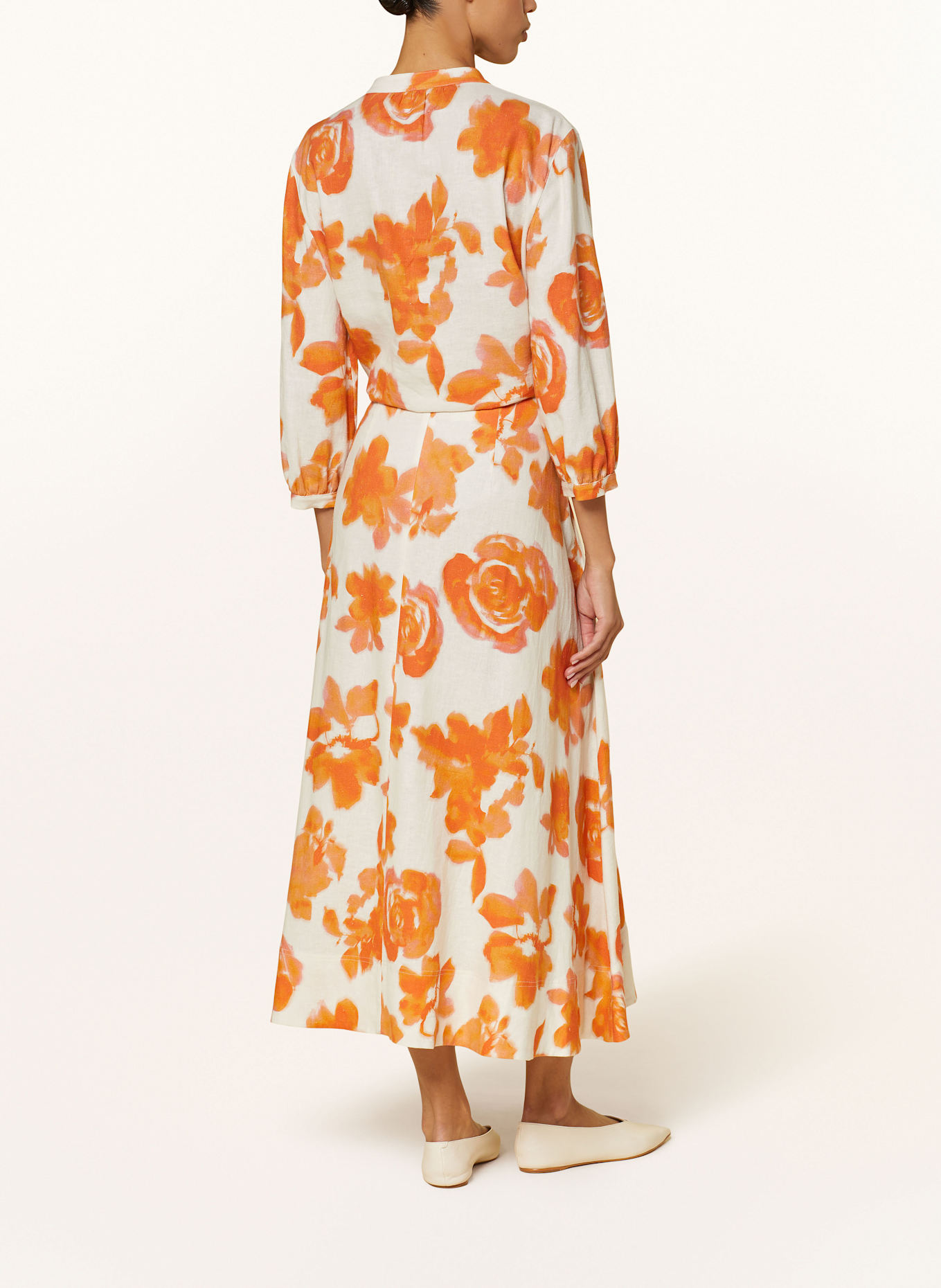 LUISA CERANO Koszula z dodatkiem lnu i rękawami 3/4: ECRU / POMARAŃCZOWY