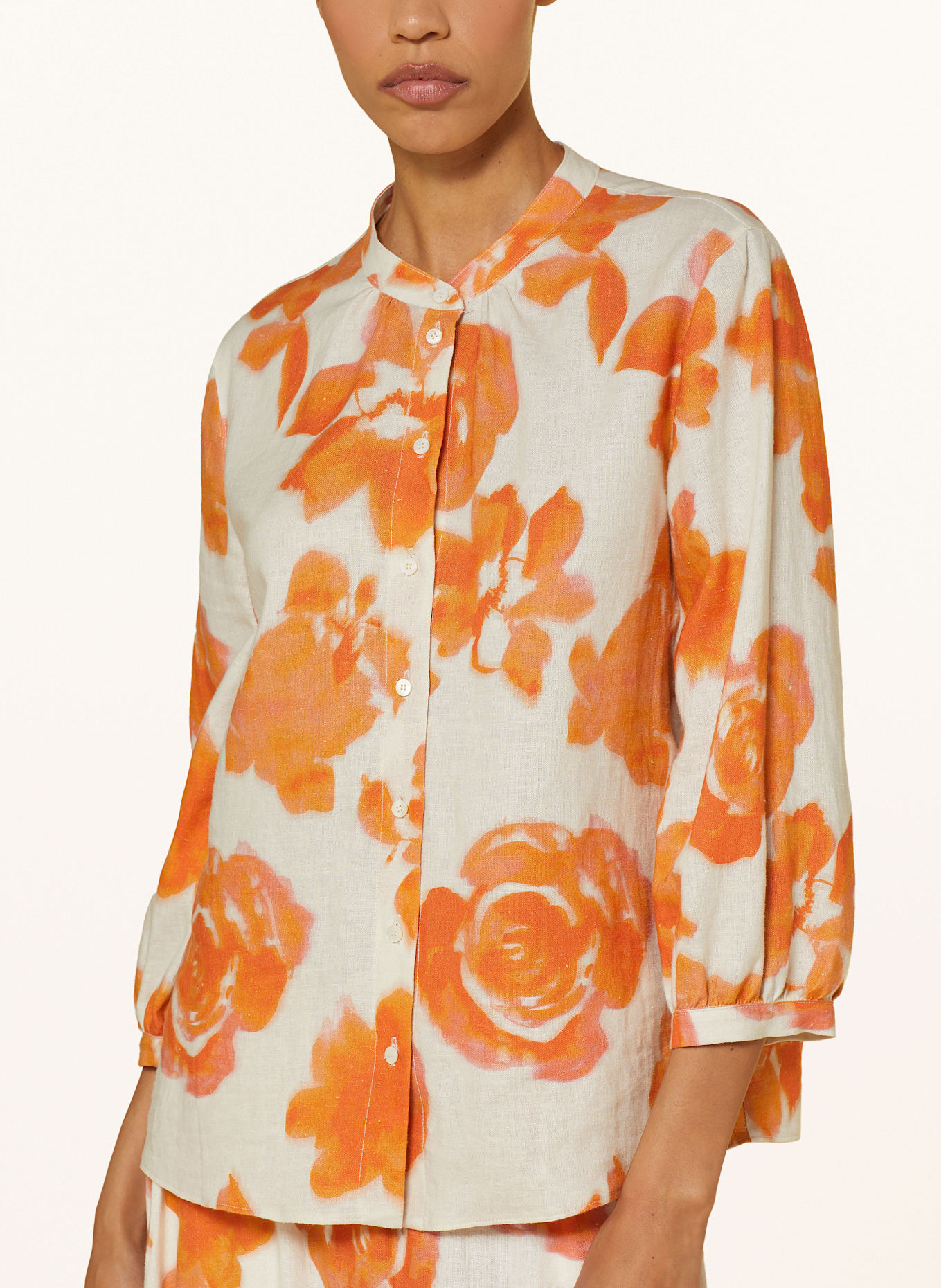 LUISA CERANO Koszula z dodatkiem lnu i rękawami 3/4: ECRU / POMARAŃCZOWY