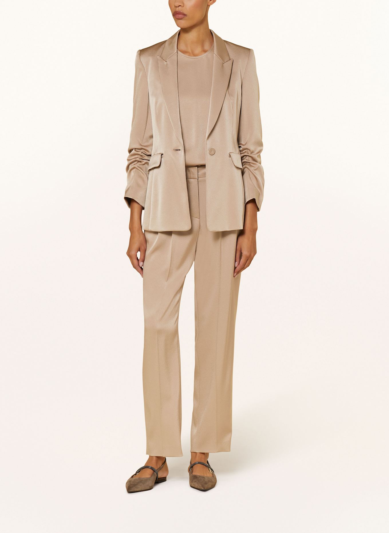 LUISA CERANO Satin blazer: BEIGE