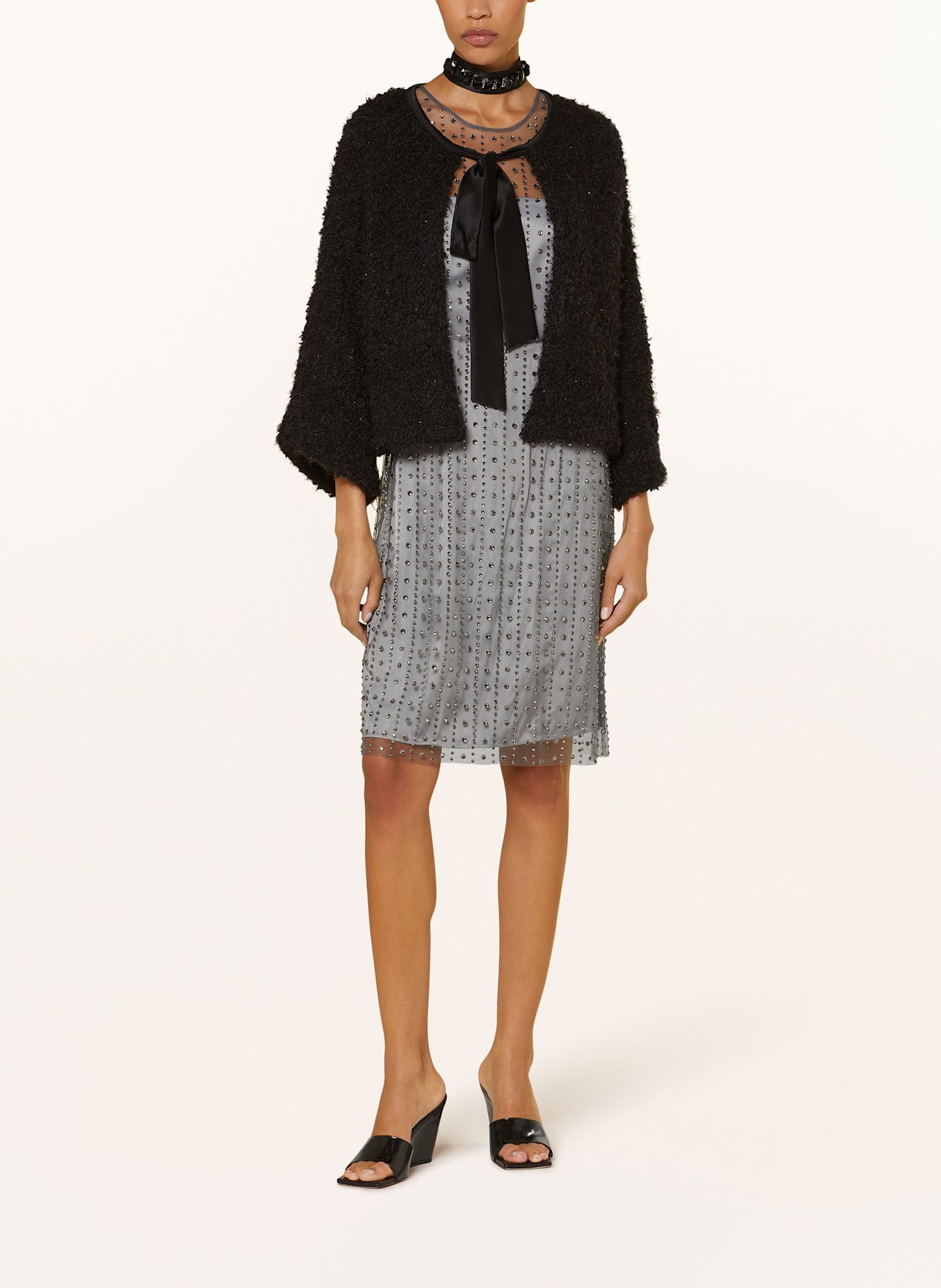 LUISA CERANO Úpletový kardigan s flitry: ČERNÁ