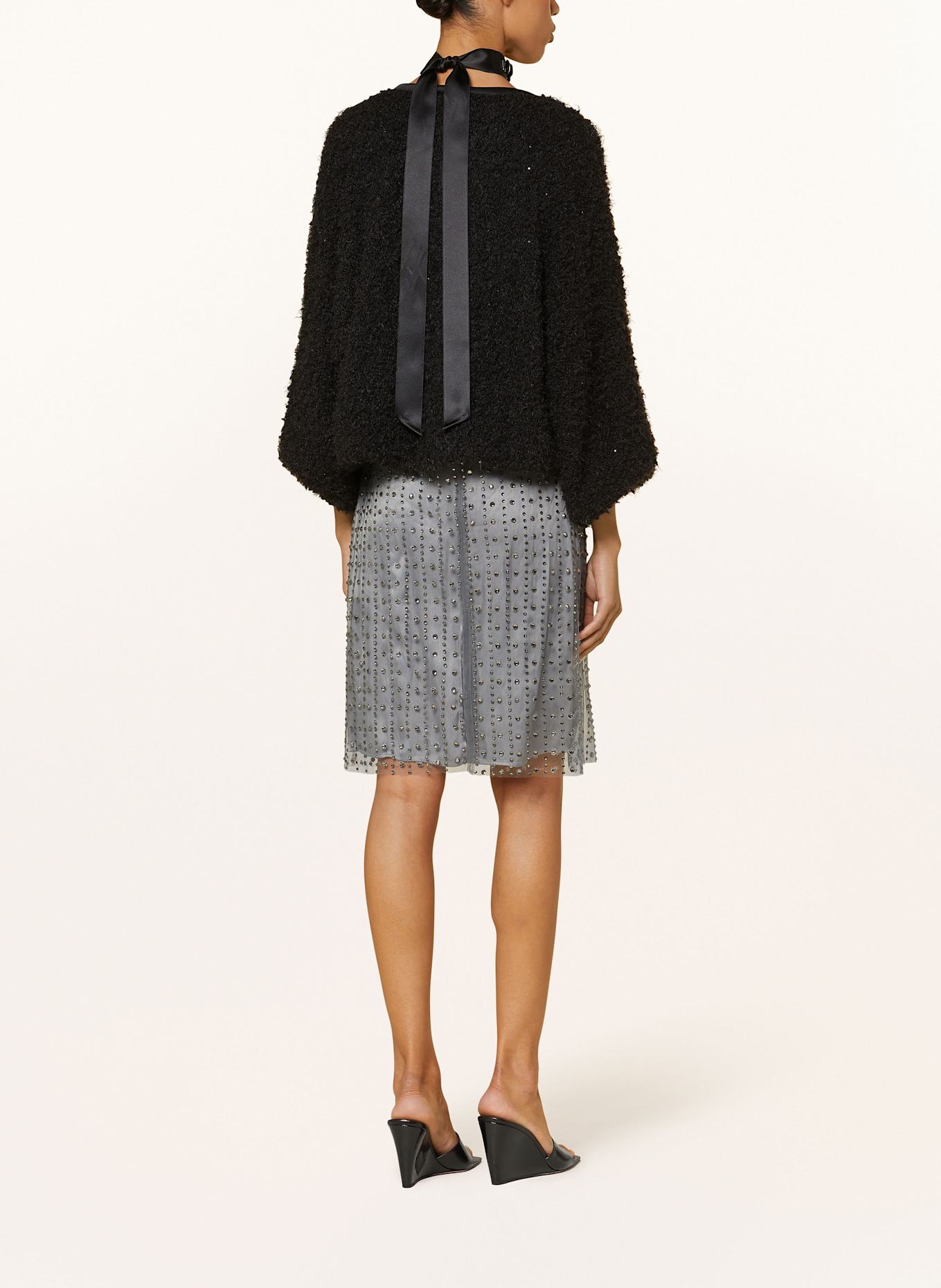 LUISA CERANO Úpletový kardigan s flitry: ČERNÁ