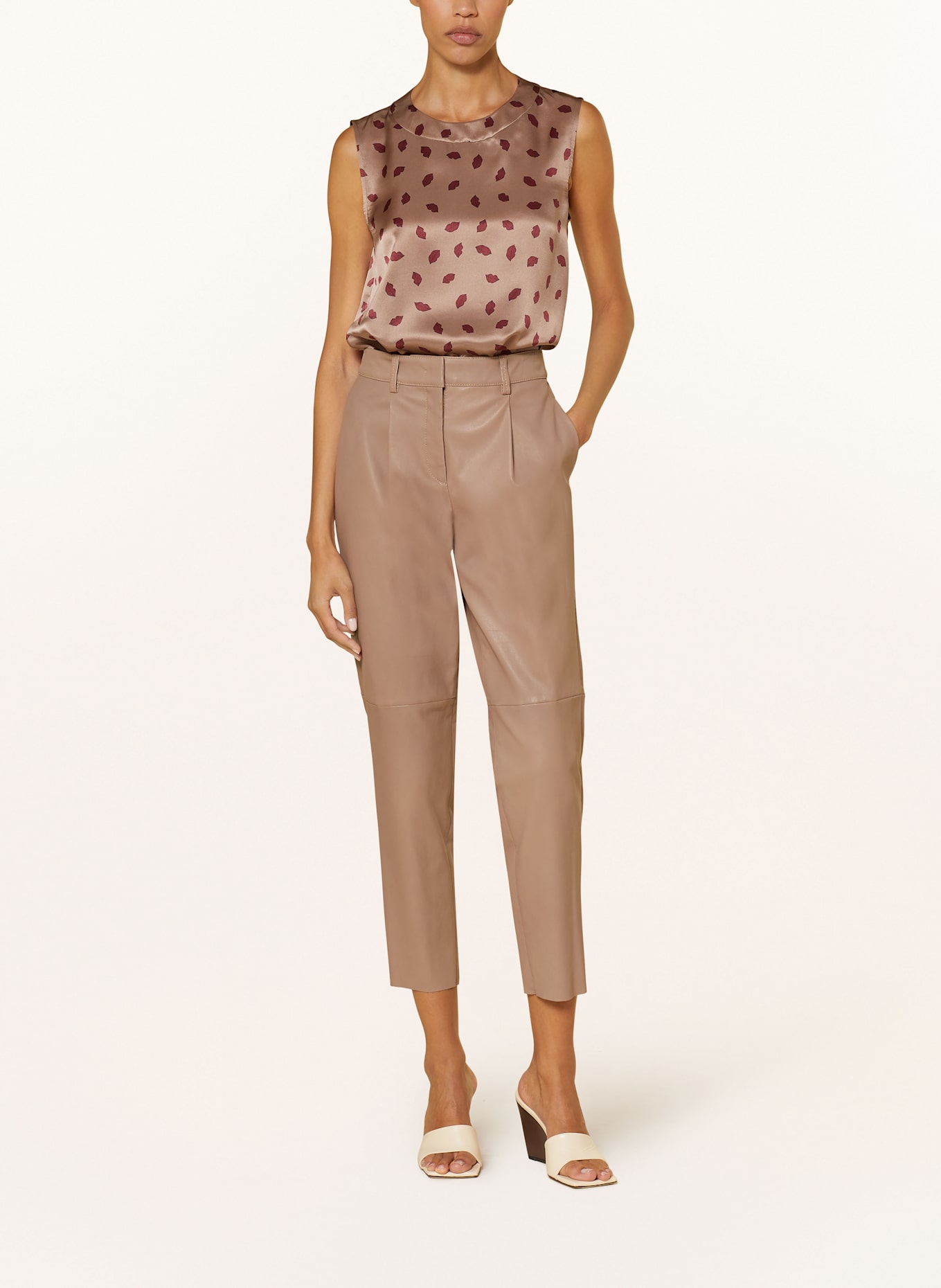 LUISA CERANO Spodnie 7/8 ze skóry: JASNOBRĄZOWY