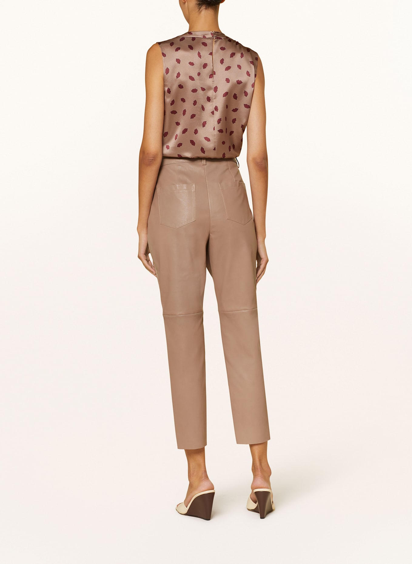 LUISA CERANO Spodnie 7/8 ze skóry: JASNOBRĄZOWY