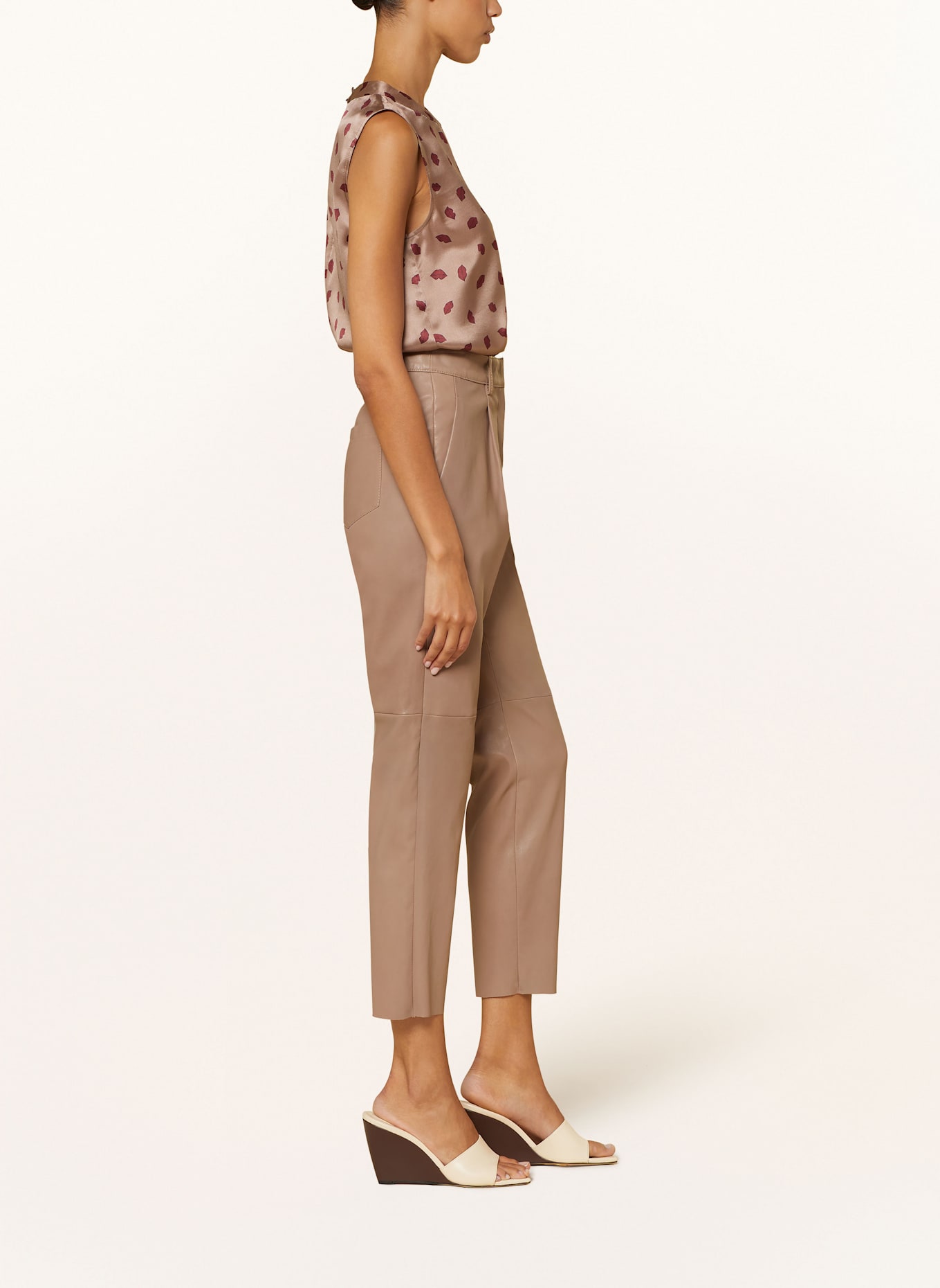 LUISA CERANO Spodnie 7/8 ze skóry: JASNOBRĄZOWY