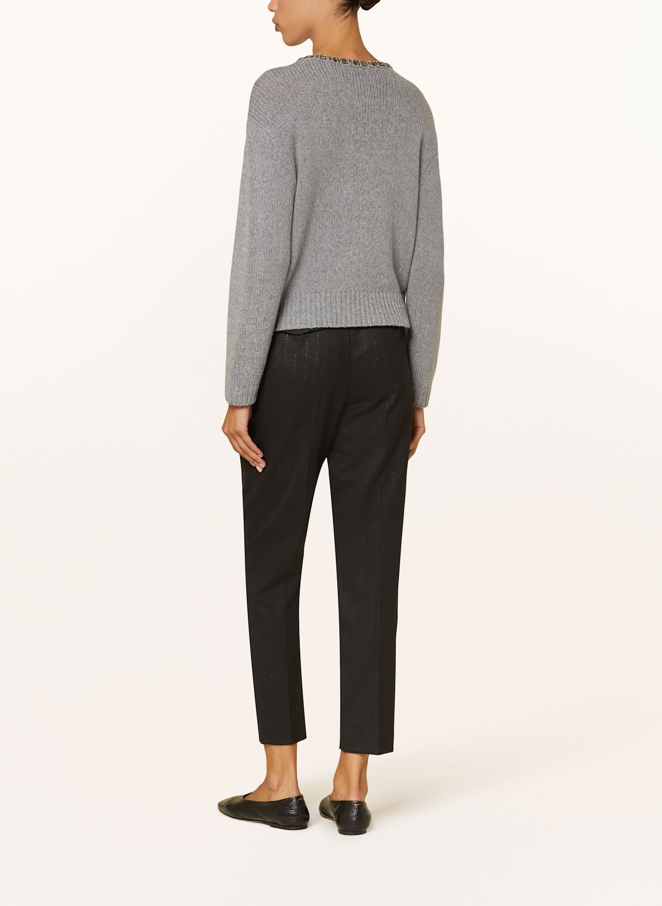 LUISA CERANO Spodnie z błyszczącą przędzą: CZARNY