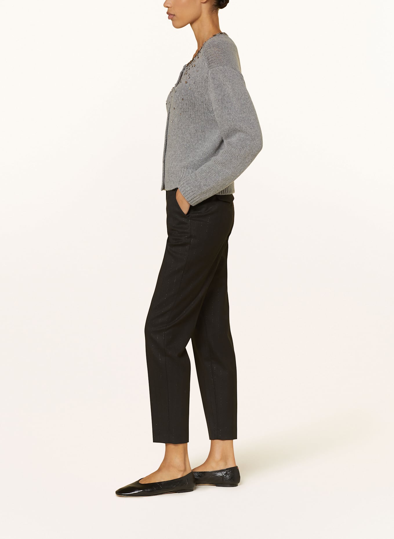 LUISA CERANO Spodnie z błyszczącą przędzą: CZARNY