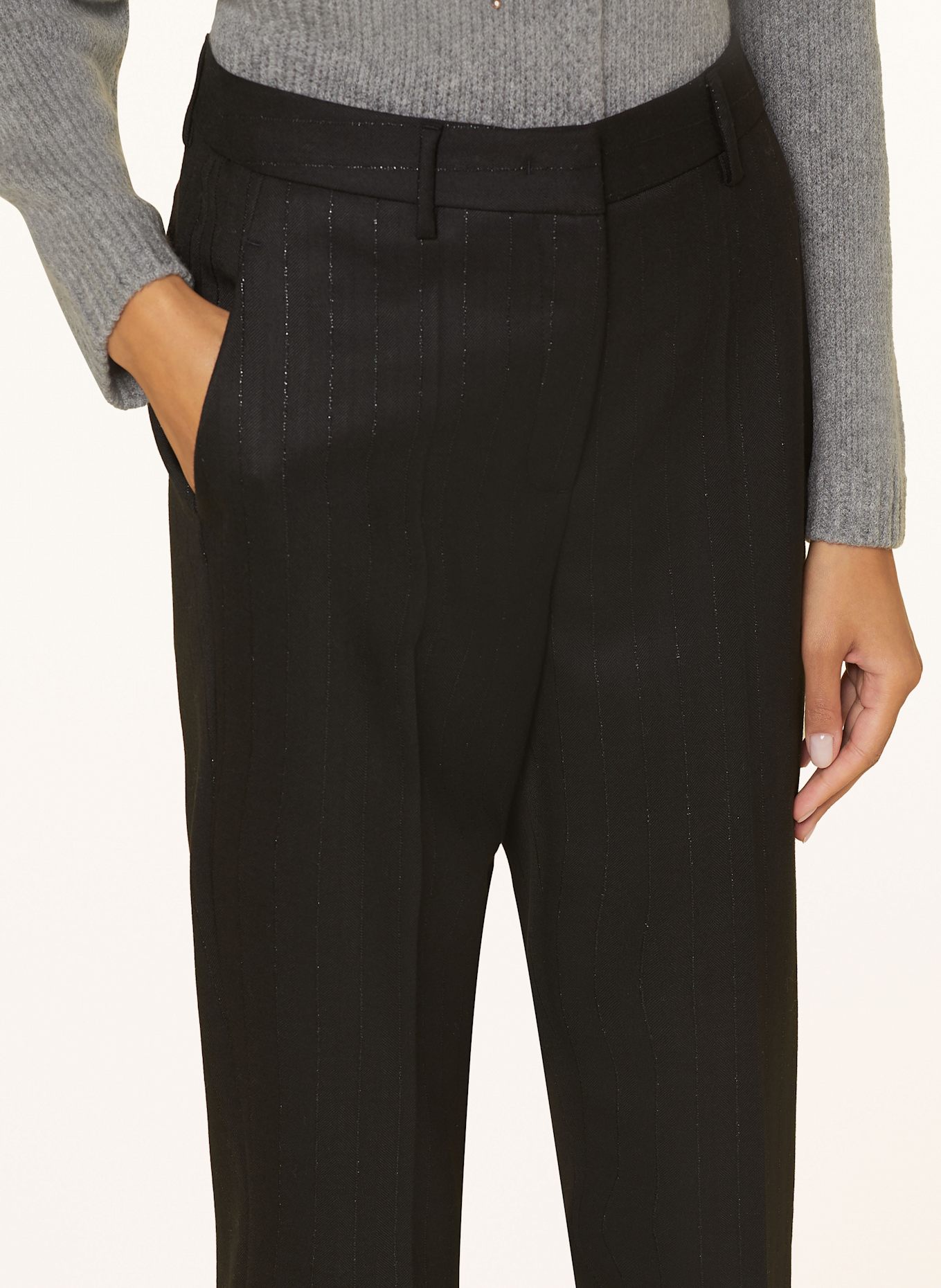 LUISA CERANO Spodnie z błyszczącą przędzą: CZARNY