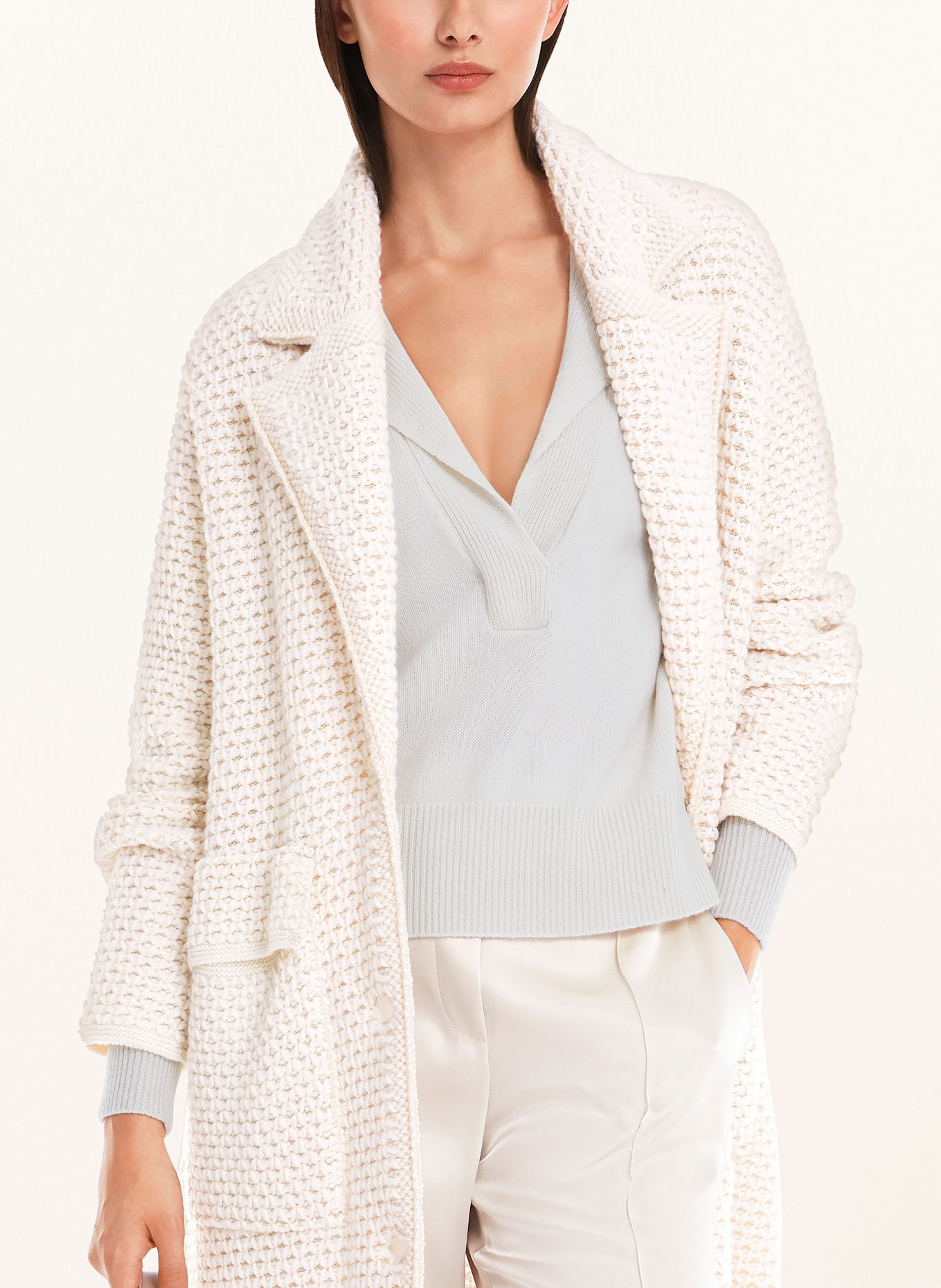 MARC CAIN Strickmantel mit Cashmere: ECRU