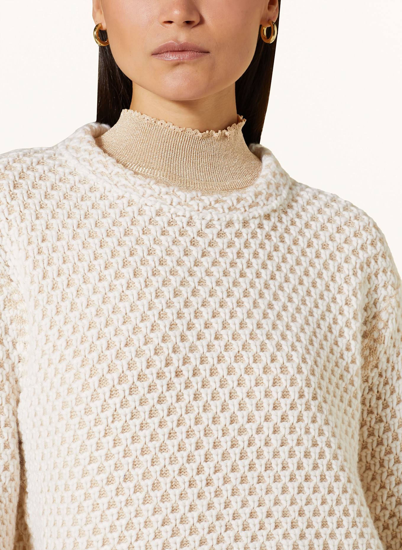 MARC CAIN Pullover mit Glitzergarn: ECRU