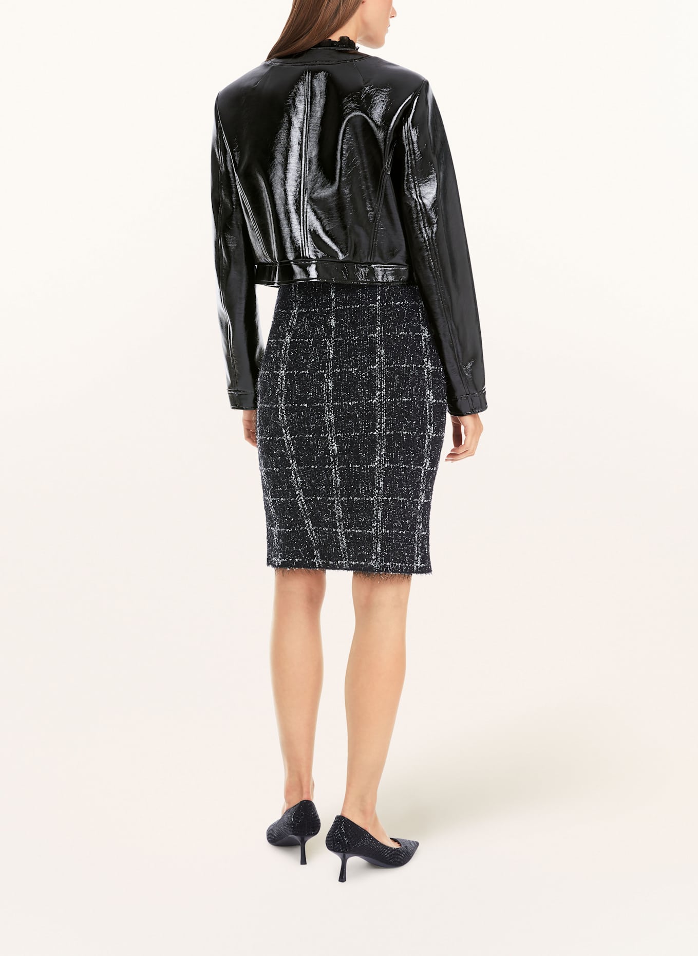 MARC CAIN Cropped-Jacke in Lederoptik: 900 BLACK