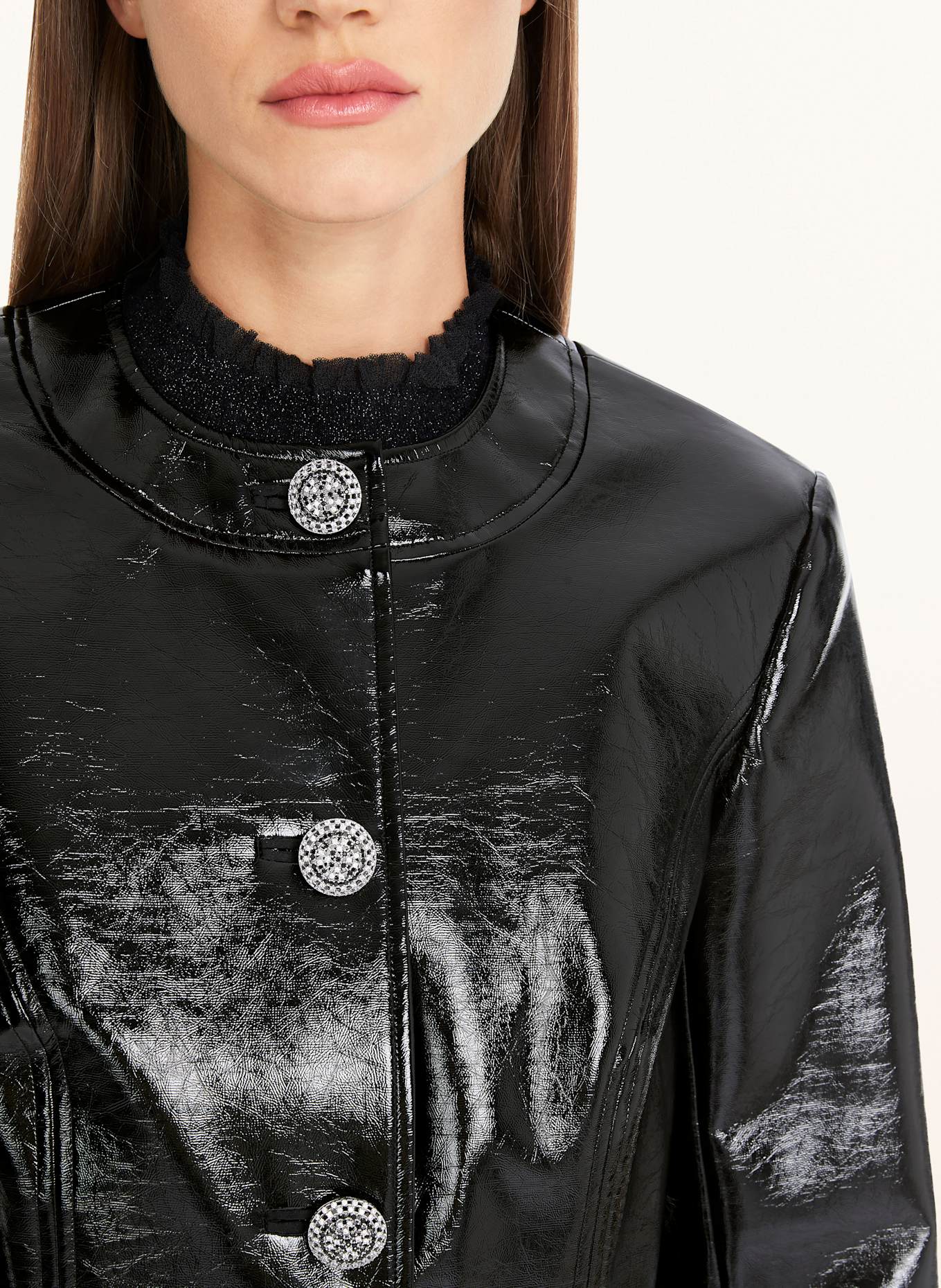 MARC CAIN Cropped-Jacke in Lederoptik: 900 BLACK