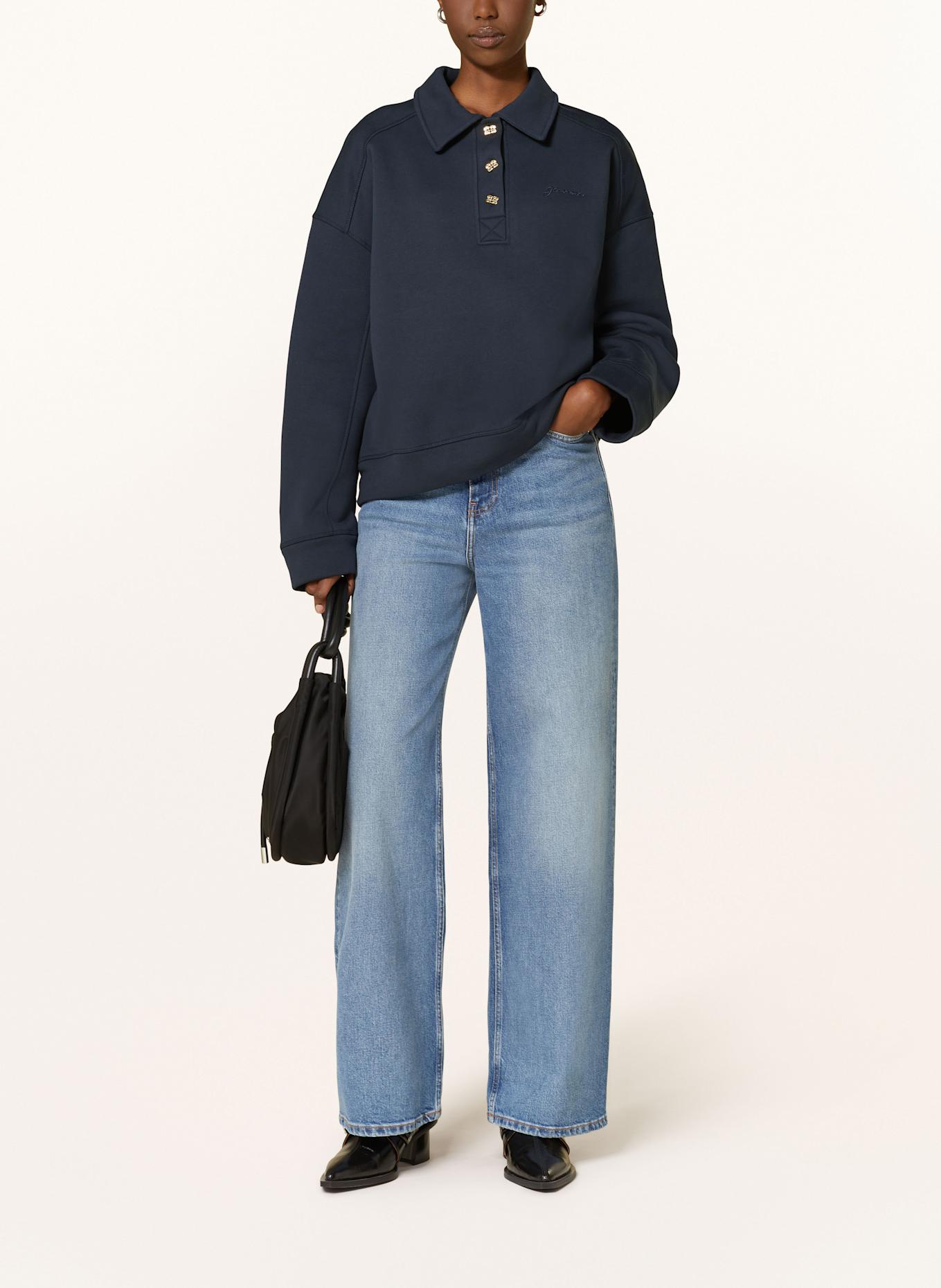 GANNI Sweat-Poloshirt: DUNKELBLAU