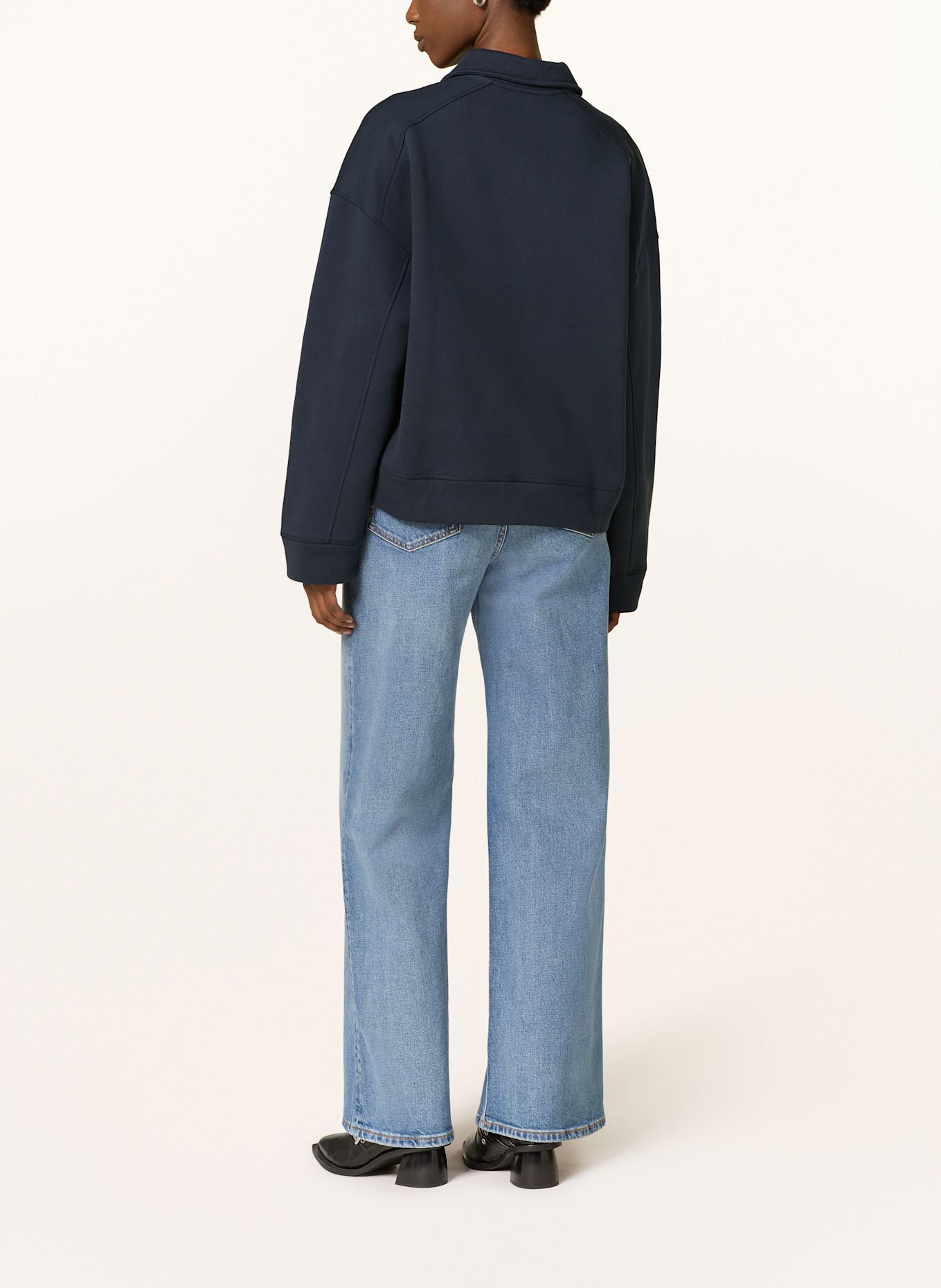 GANNI Sweat-Poloshirt: DUNKELBLAU