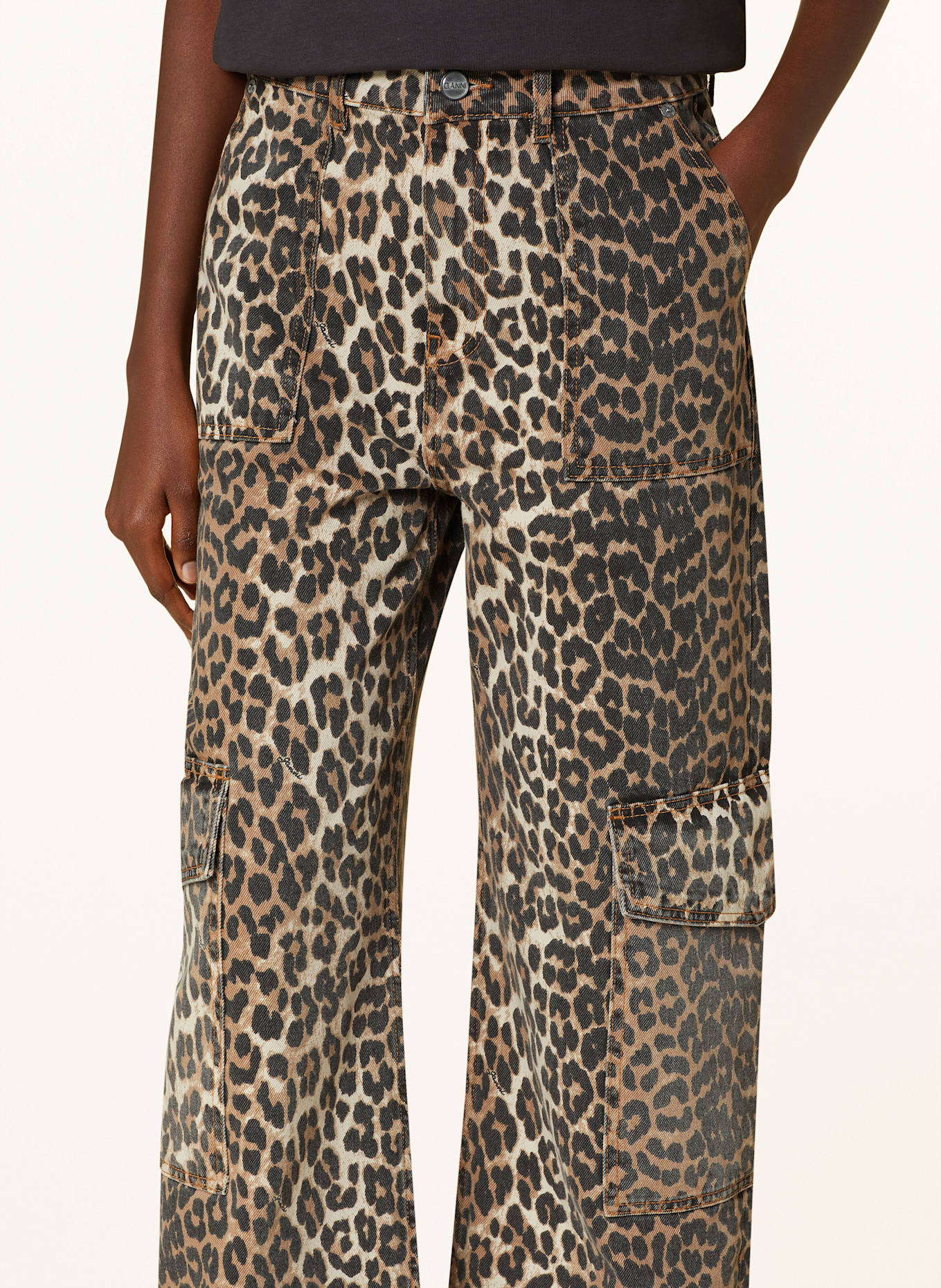 GANNI Cargo jeans ANGI, Color: BROWN/ BLACK/ ECRU (Image 5)