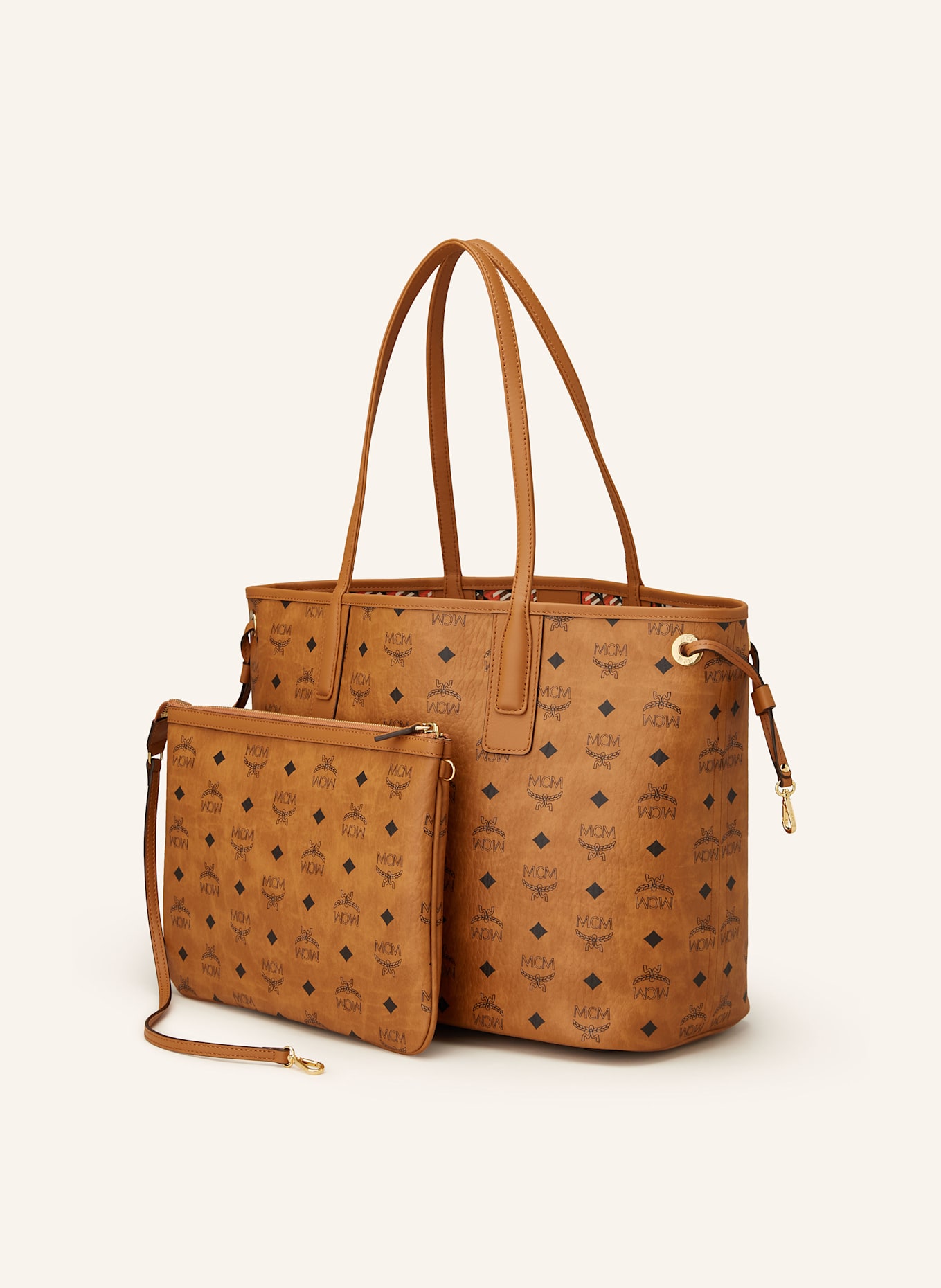 MCM Shopper LIZ MEDIUM zum Wenden mit Pouch: COGNAC