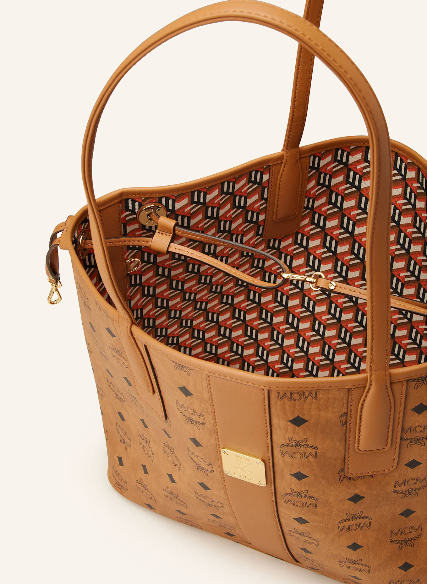MCM Shopper LIZ MEDIUM zum Wenden mit Pouch: COGNAC