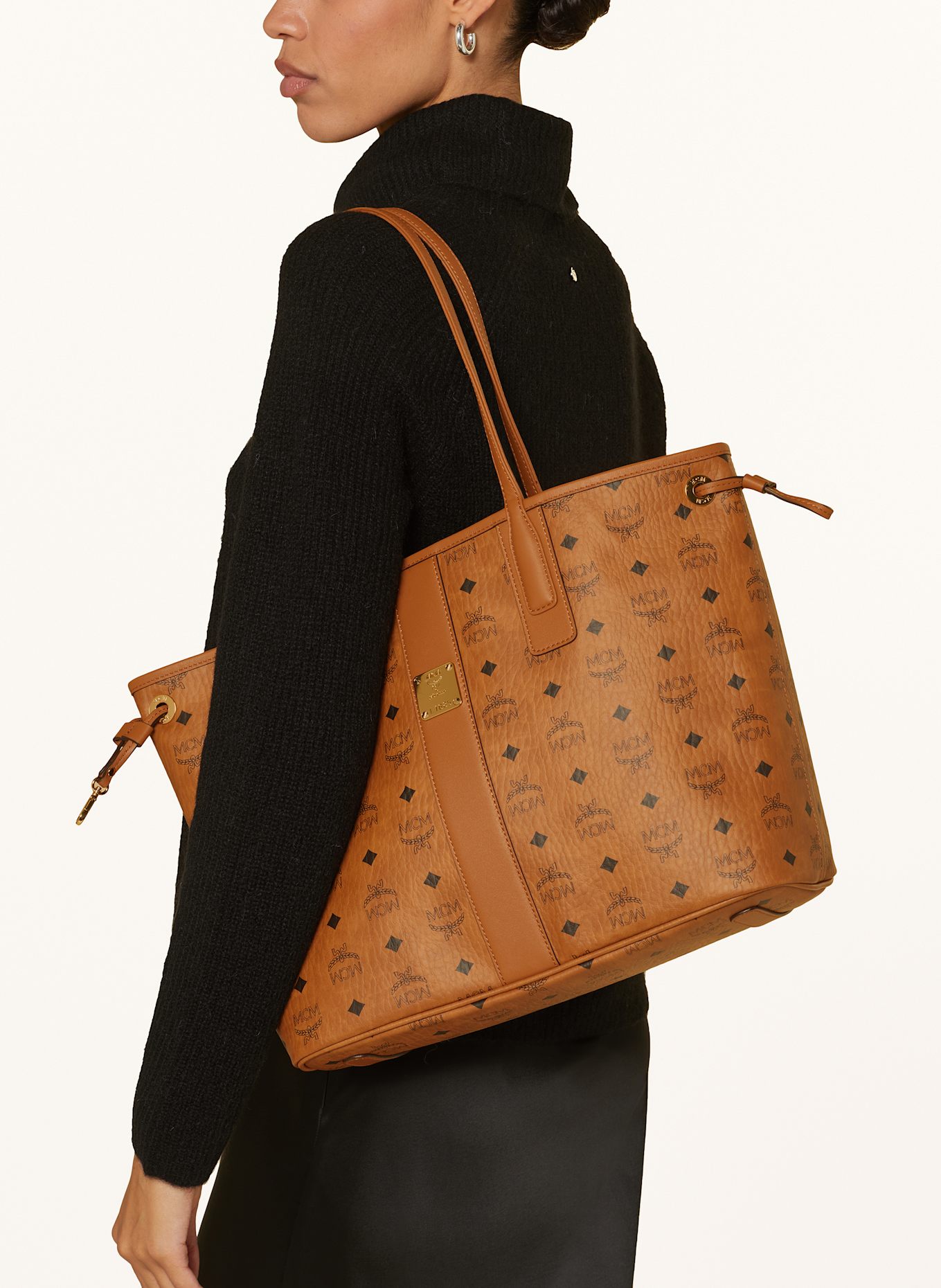 MCM Shopper LIZ MEDIUM zum Wenden mit Pouch: COGNAC