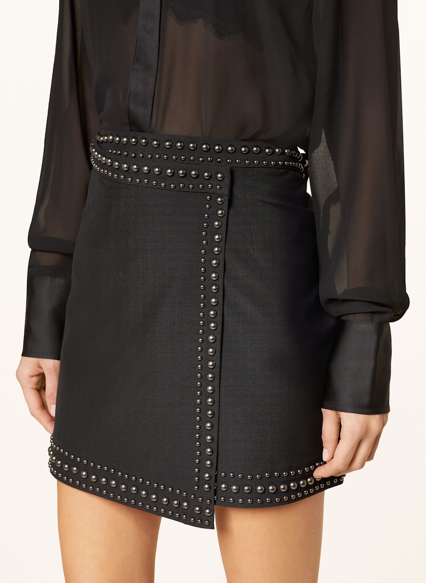 GESTUZ Wrap skirt PHOEBEGZ with rivets: BLACK