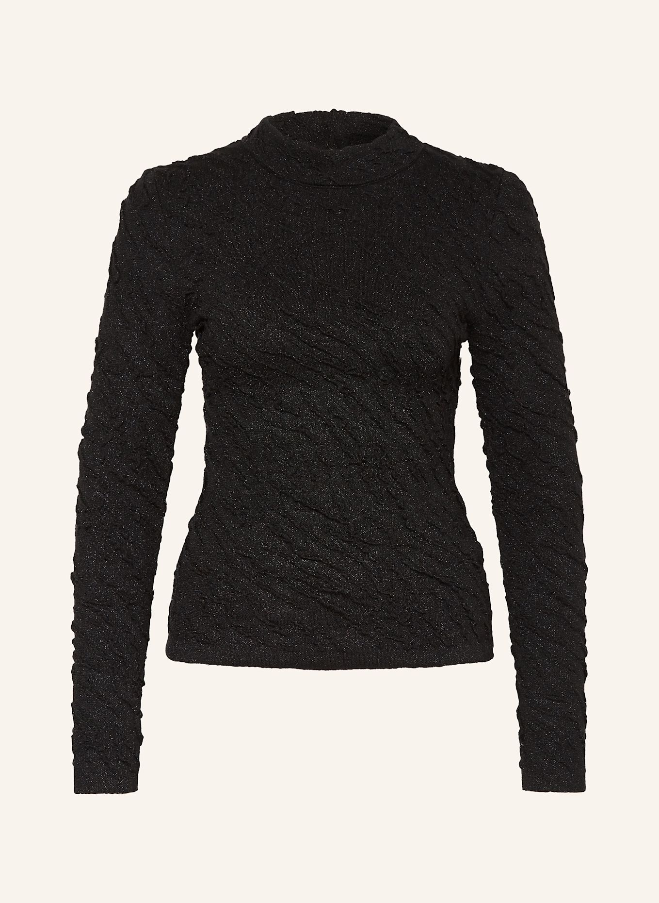 GESTUZ Svetr PILLAGZ s průstřihem a třpytivou přízí: ČERNÁ