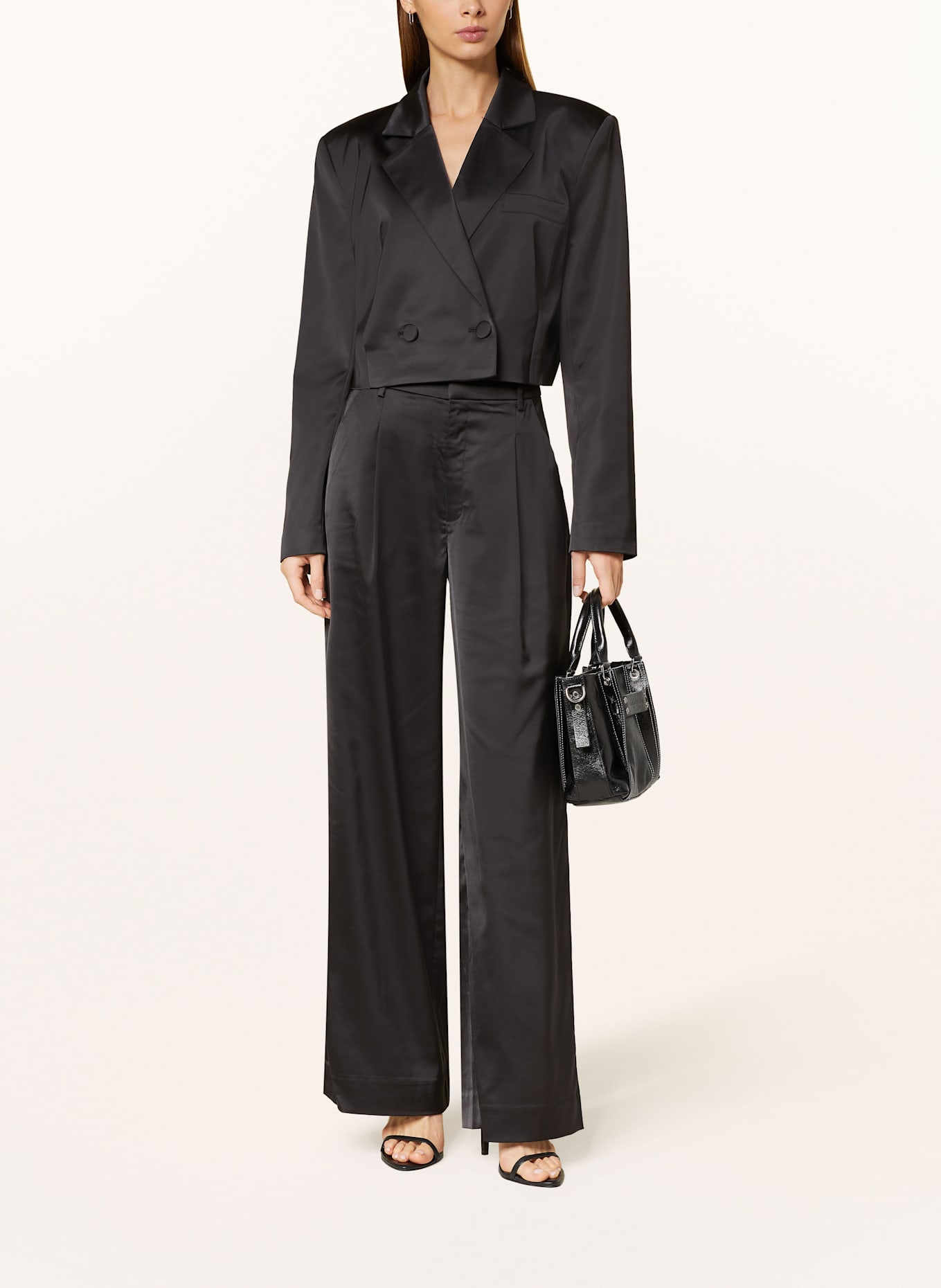 GESTUZ Satin trousers YACMINEGZ: BLACK