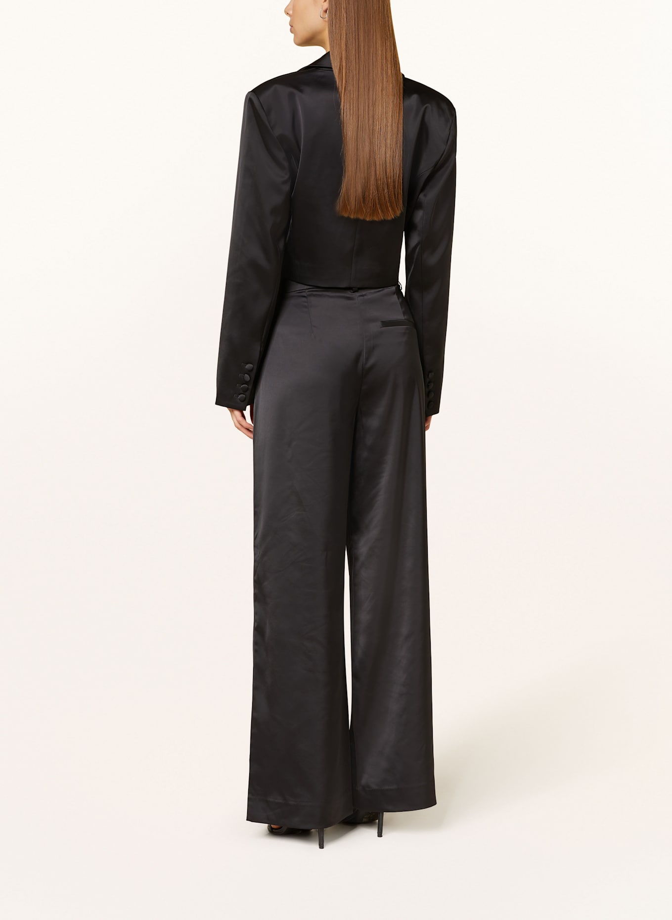 GESTUZ Satin trousers YACMINEGZ: BLACK