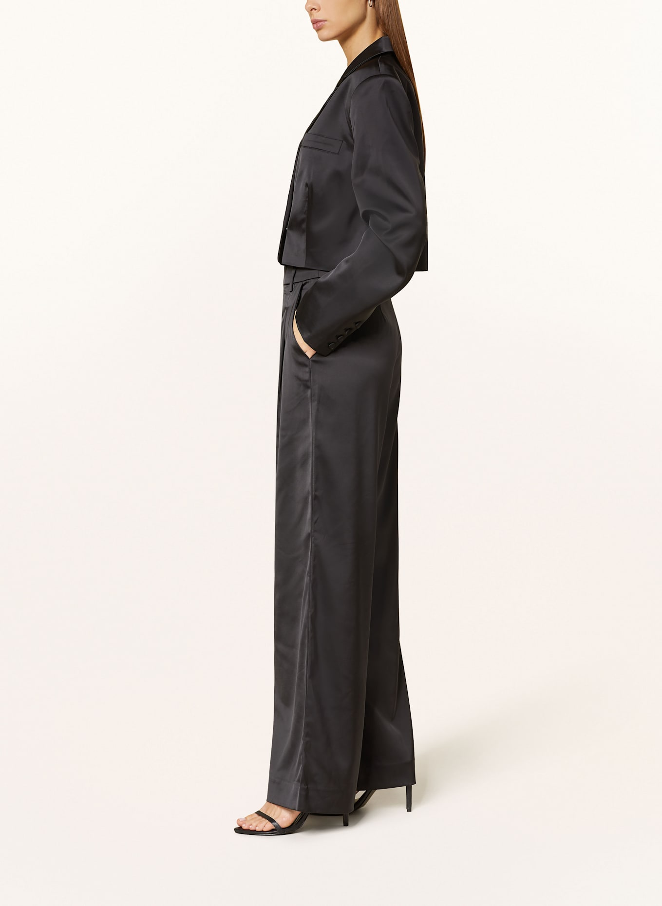 GESTUZ Satin trousers YACMINEGZ: BLACK