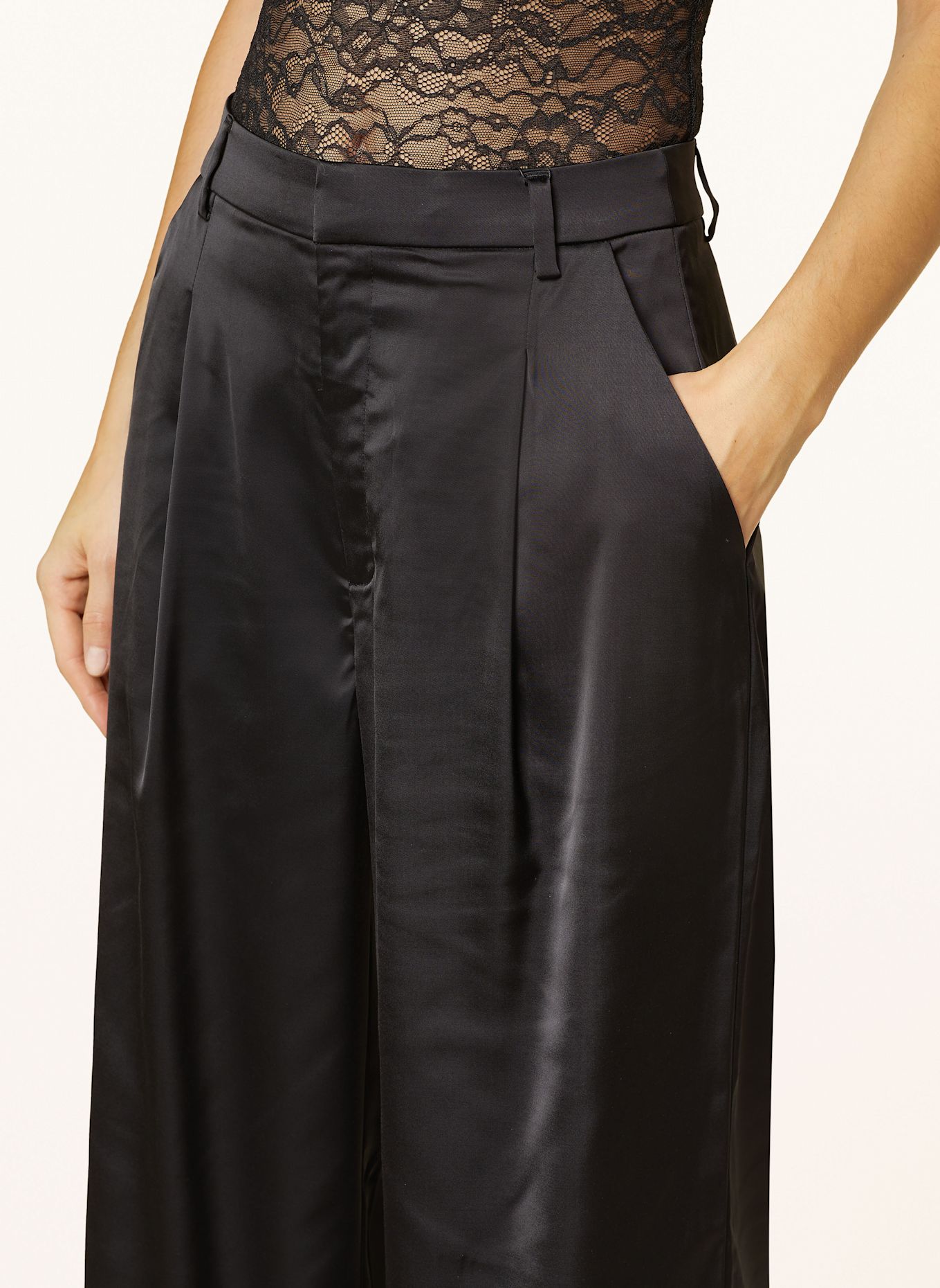 GESTUZ Satin trousers YACMINEGZ: BLACK