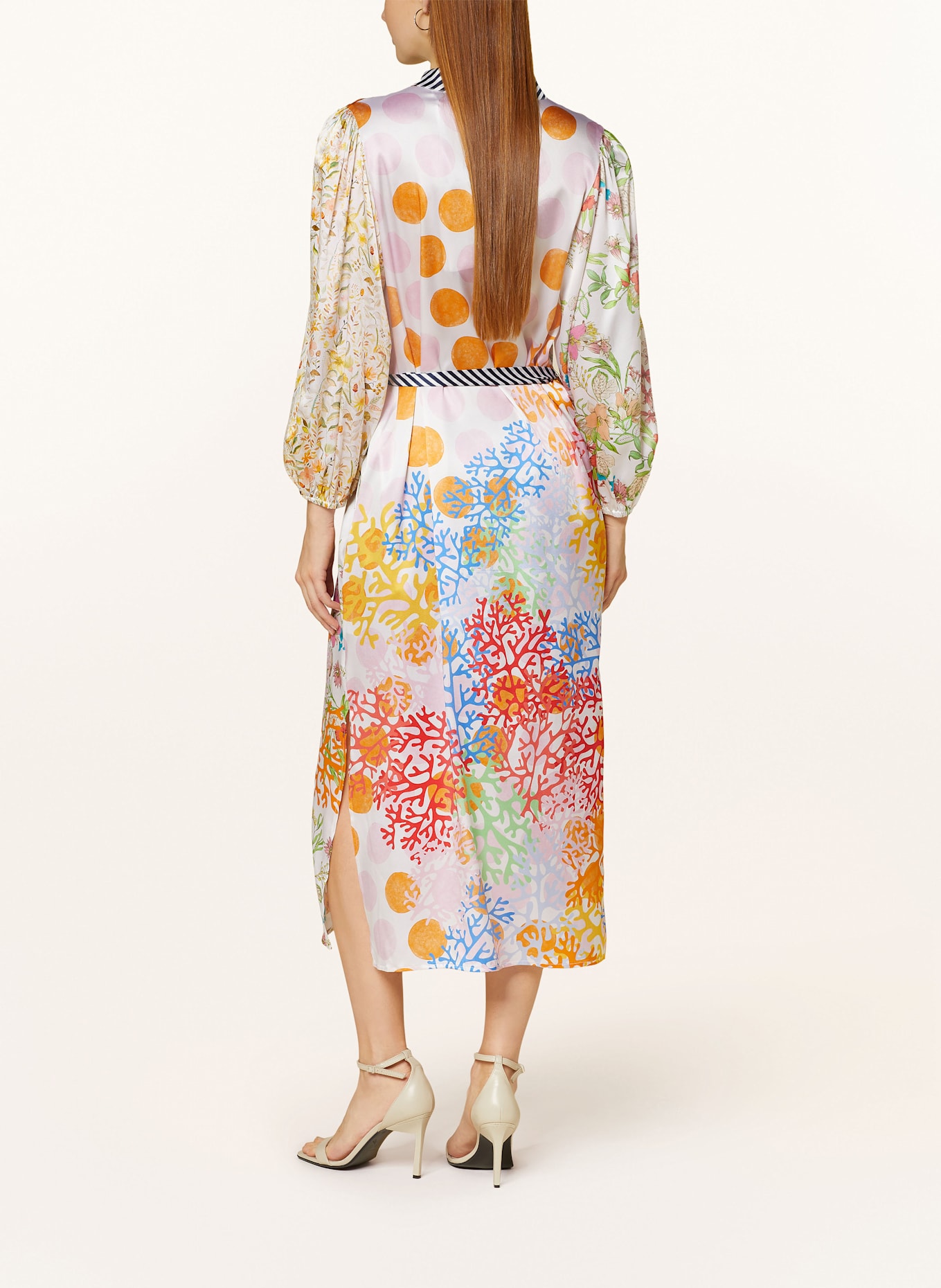 HERZEN'S ANGELEGENHEIT Seidenkleid: GRÜN / ORANGE / LILA