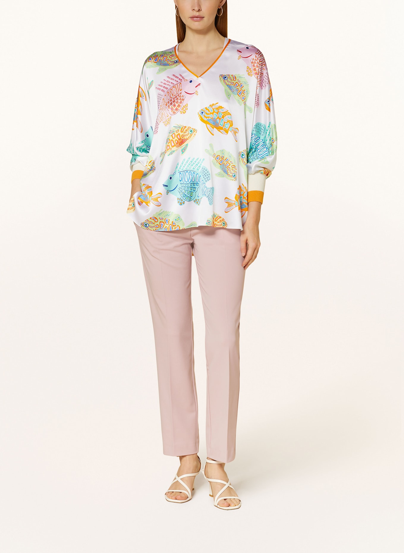 HERZEN'S ANGELEGENHEIT Shirt blouse in silk: LIGHT GREEN / PINK / ORANGE