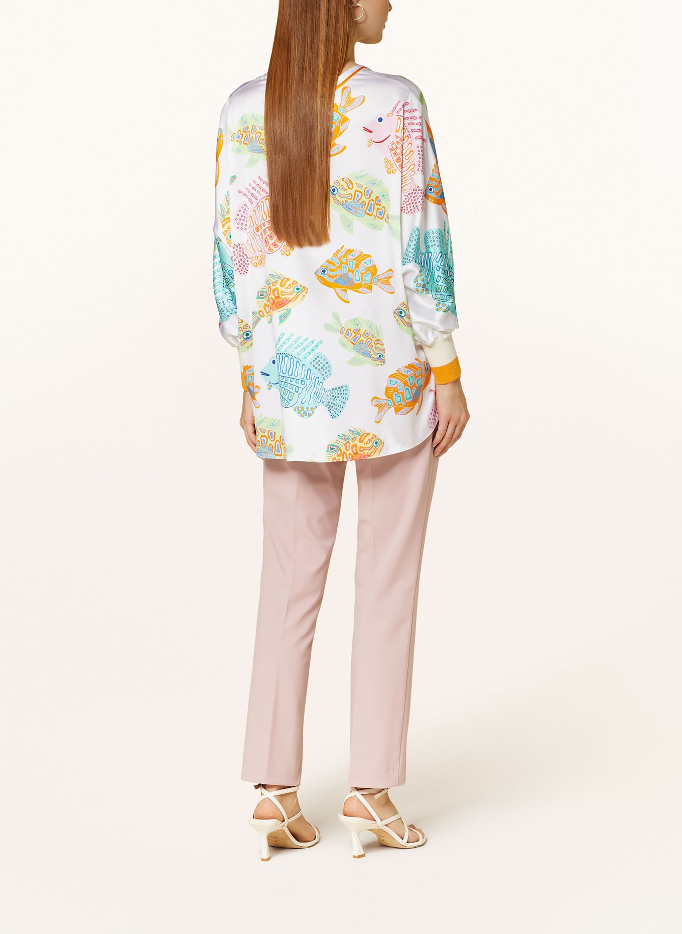 HERZEN'S ANGELEGENHEIT Shirt blouse in silk: LIGHT GREEN / PINK / ORANGE