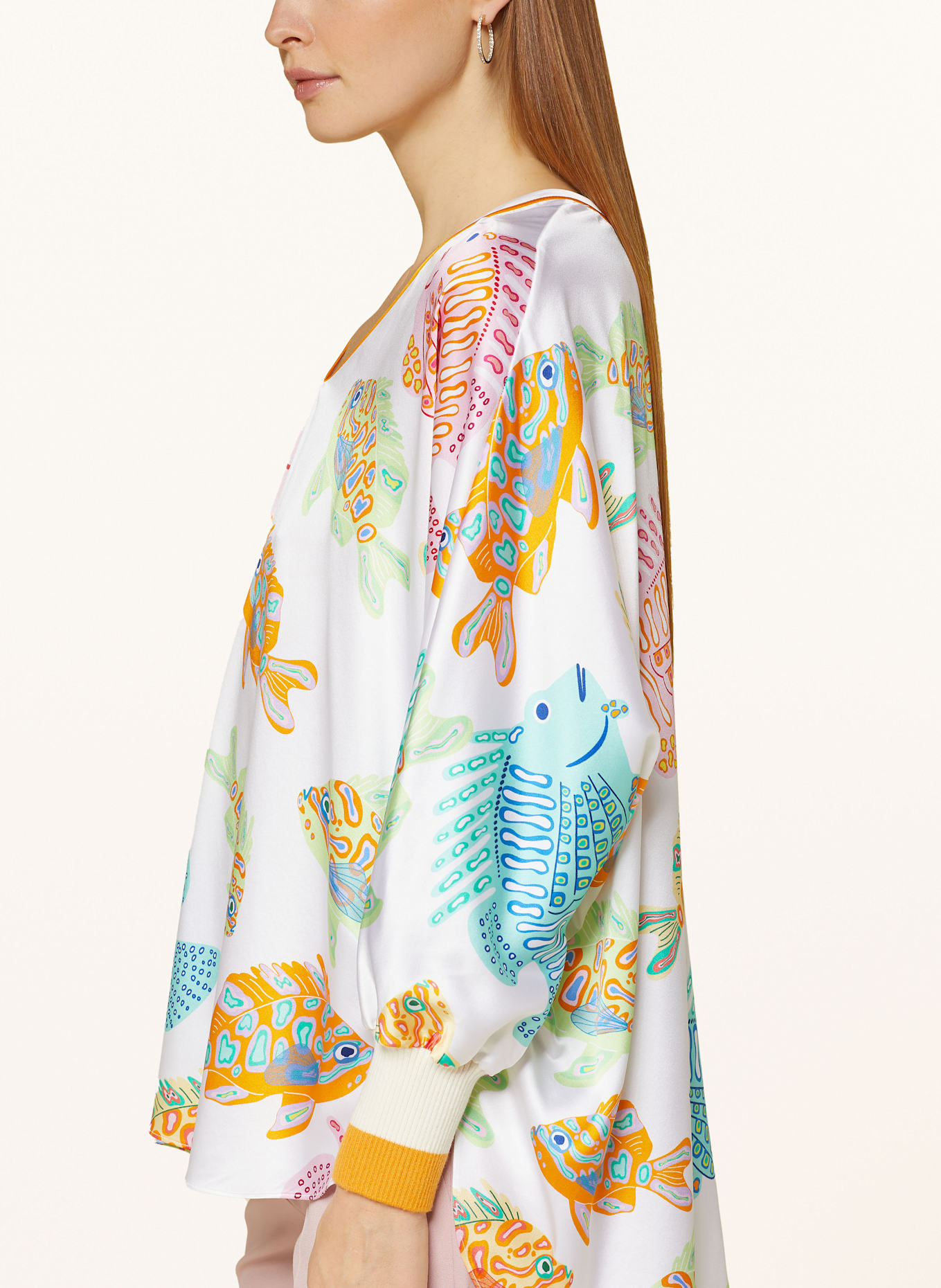 HERZEN'S ANGELEGENHEIT Shirt blouse in silk: LIGHT GREEN / PINK / ORANGE