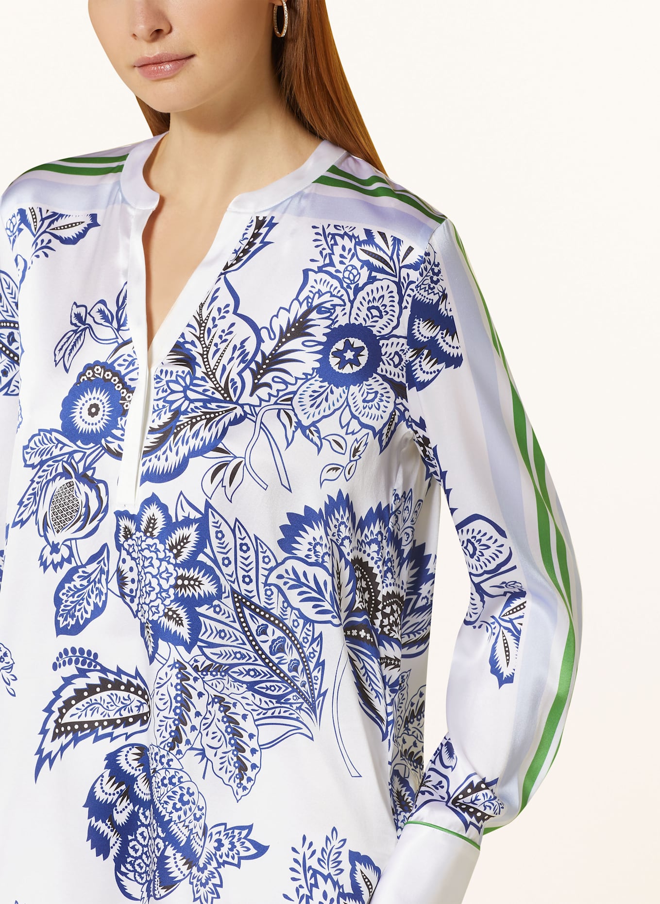 HERZEN'S ANGELEGENHEIT Halenka z hedvábí: MODRÁ / BÍLÁ / ZELENÁ