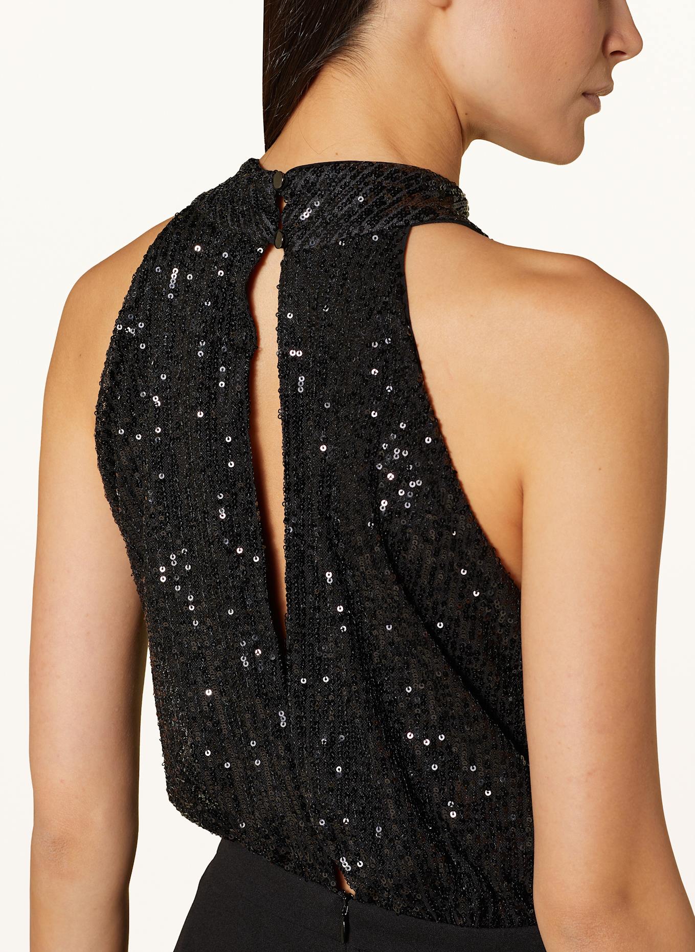 SWING Jumpsuit mit abnehmbarer Schluppe und Pailletten: SCHWARZ