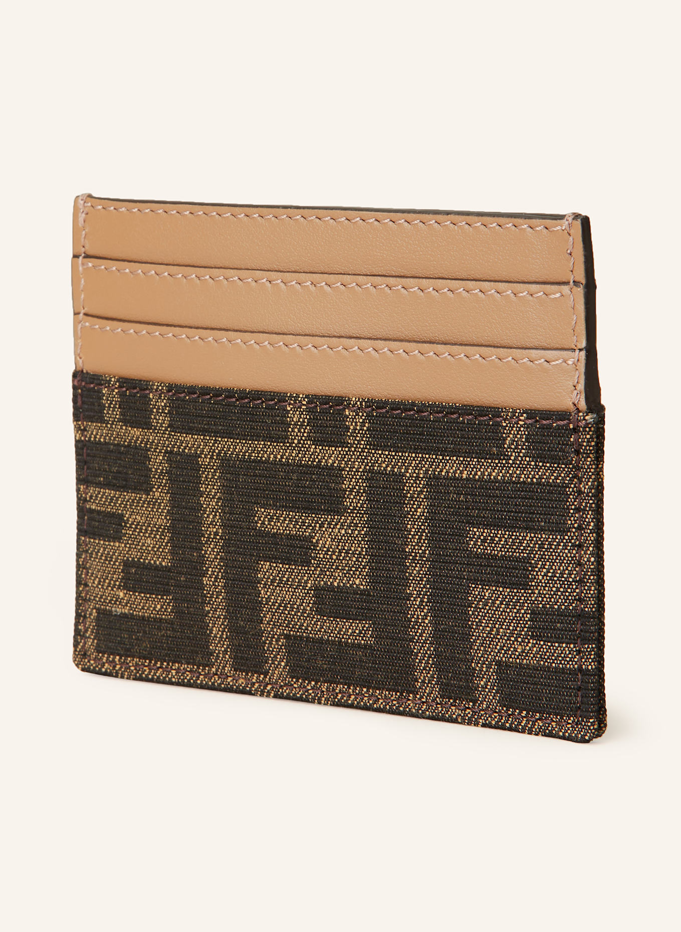 FENDI Etui na karty BAGUETTE: CIEMNOBRĄZOWY / CAMELOWY