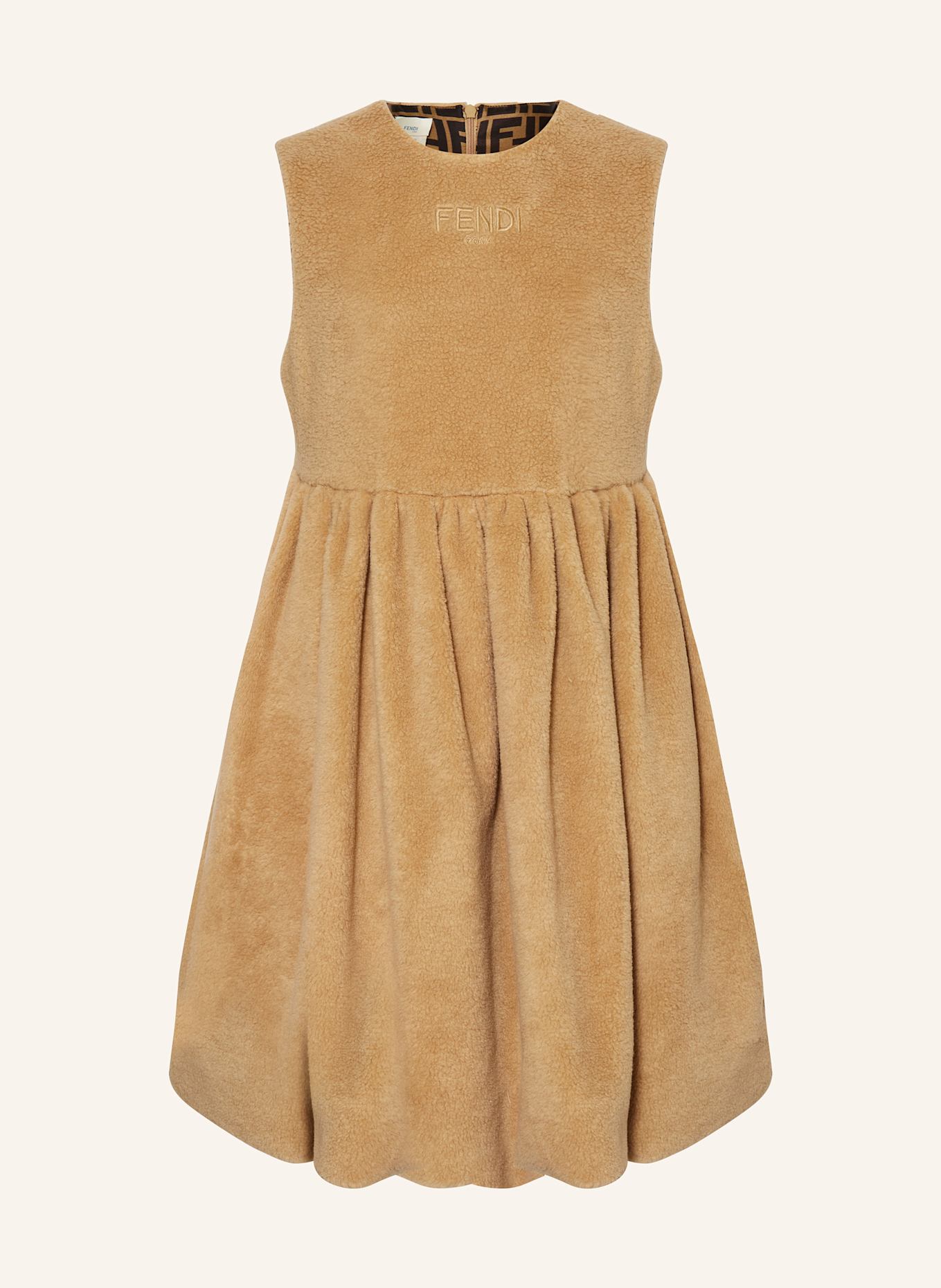 FENDI Kleid mit Teddyfell: CAMEL